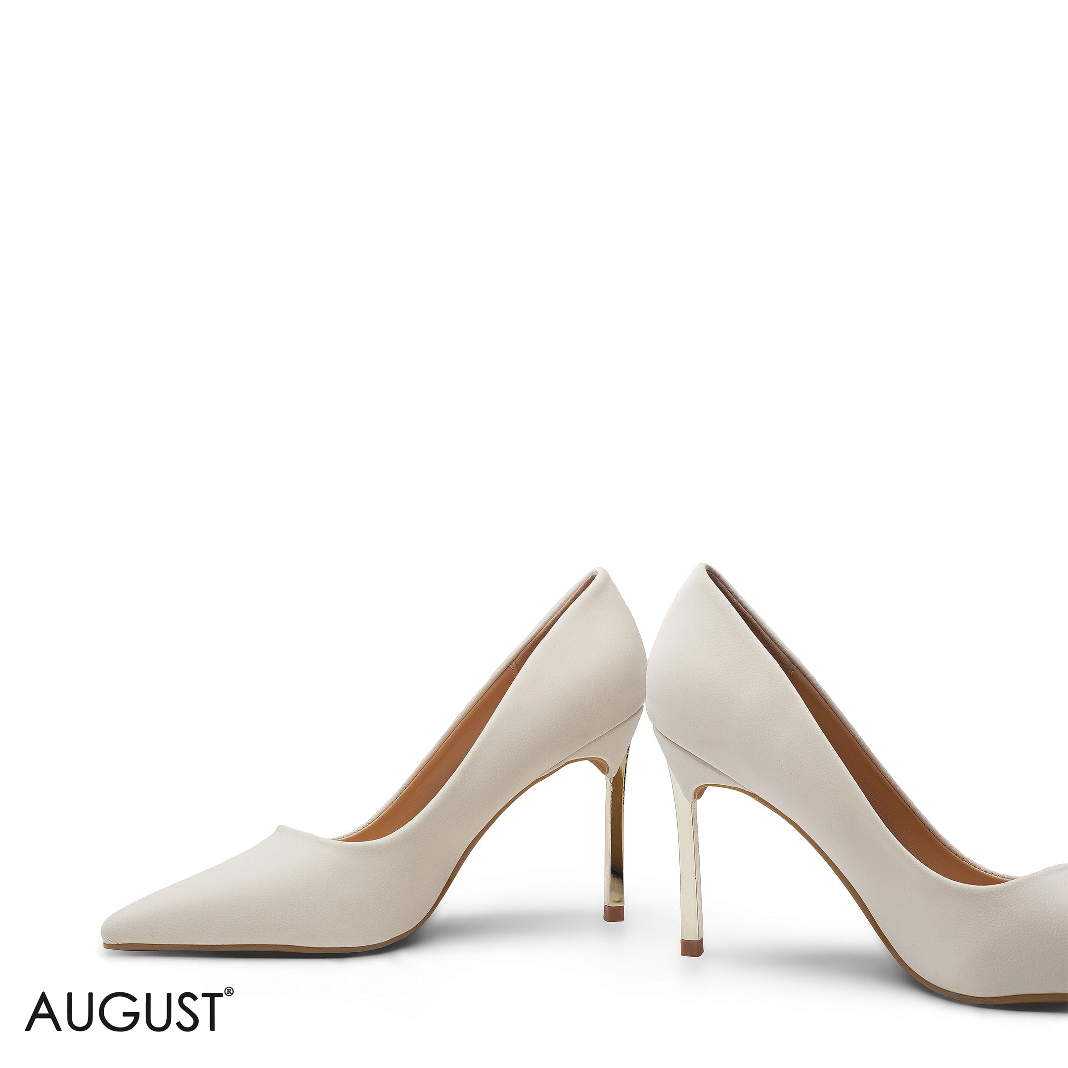 ELEGANT BEIGE METALLIC HIGH HEELS