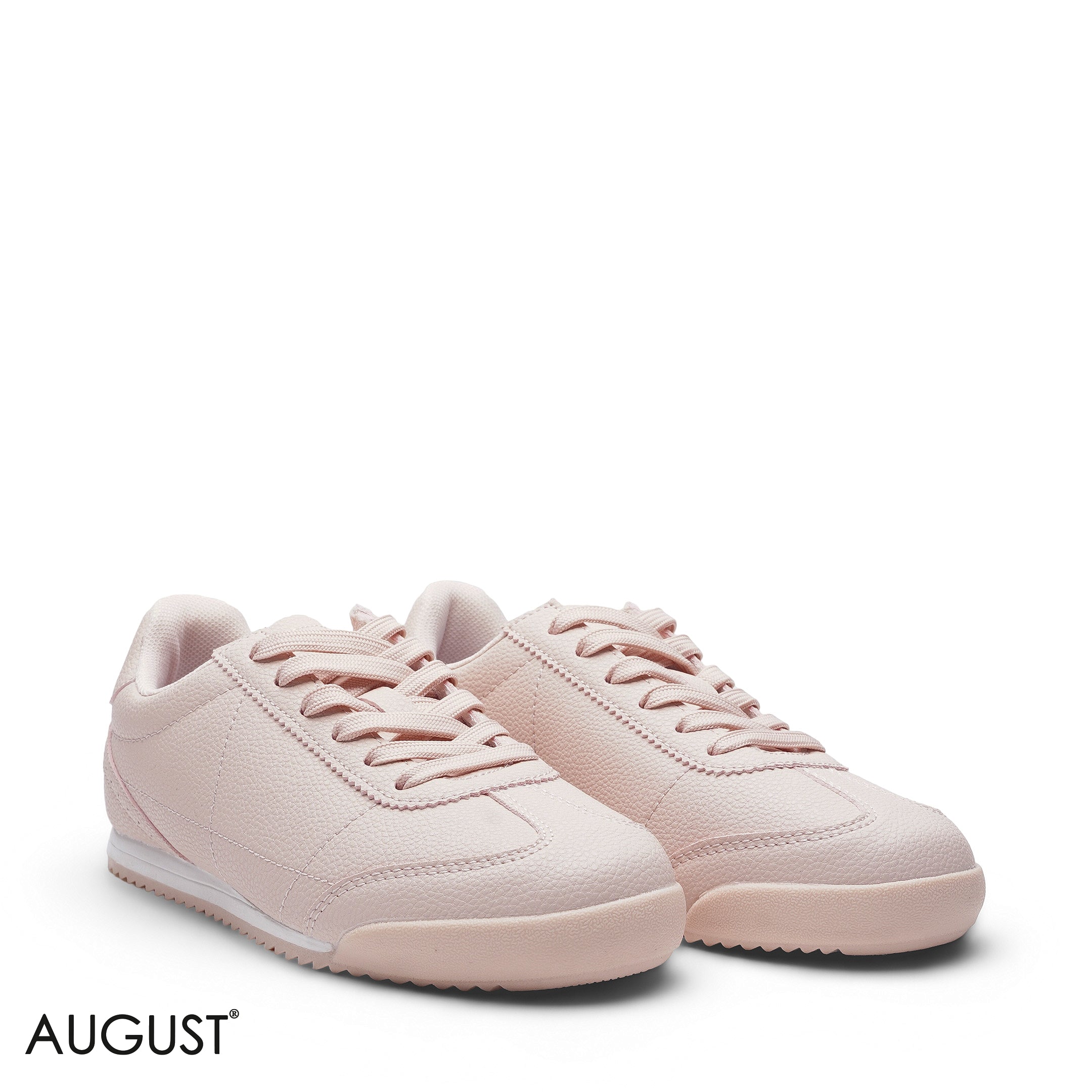 ELEGANT PASTEL PINK GRAINED LEATHER SNEAKER