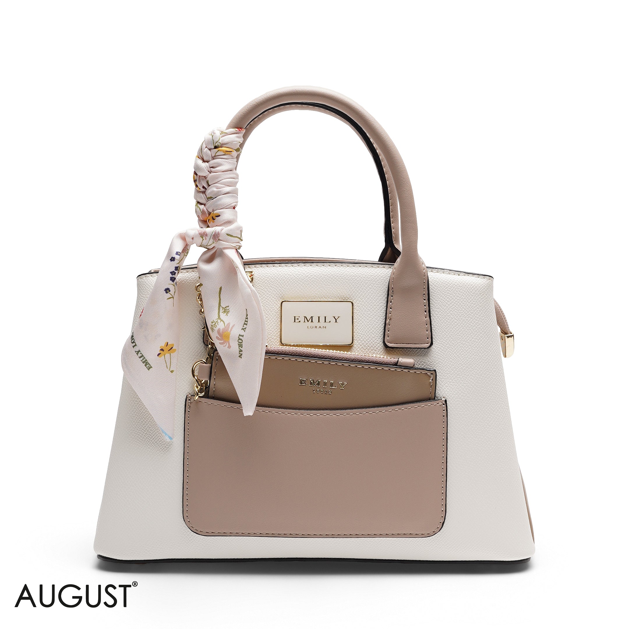 CHIC SATCHEL WITH POUCH AND SIGNATURE SCARF BAG