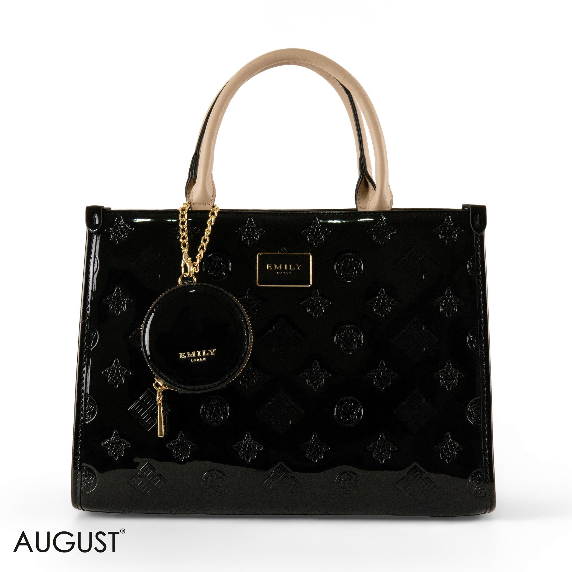 CLASSIC GLOSSY LEATHER PATTERNED HANDBAG - LARGE