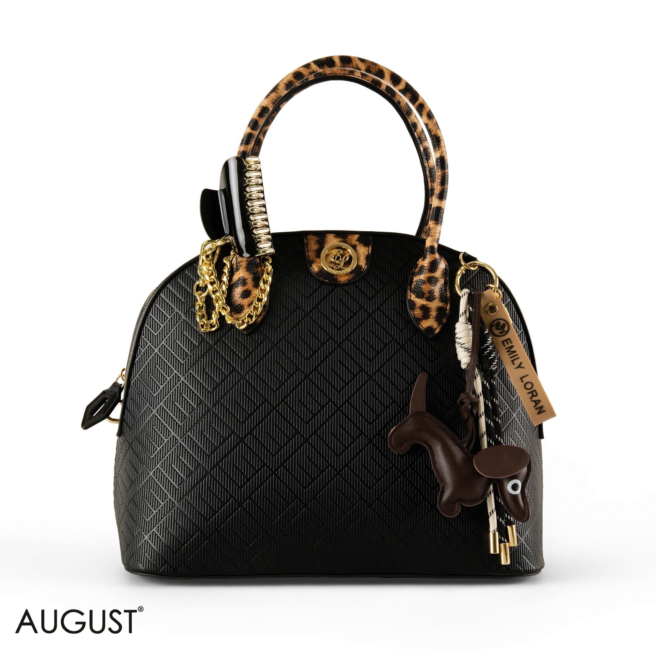 EMILY LORAN EMBOSSED LEATHER HANDBAG WITH ACCESSORIES - LARGE