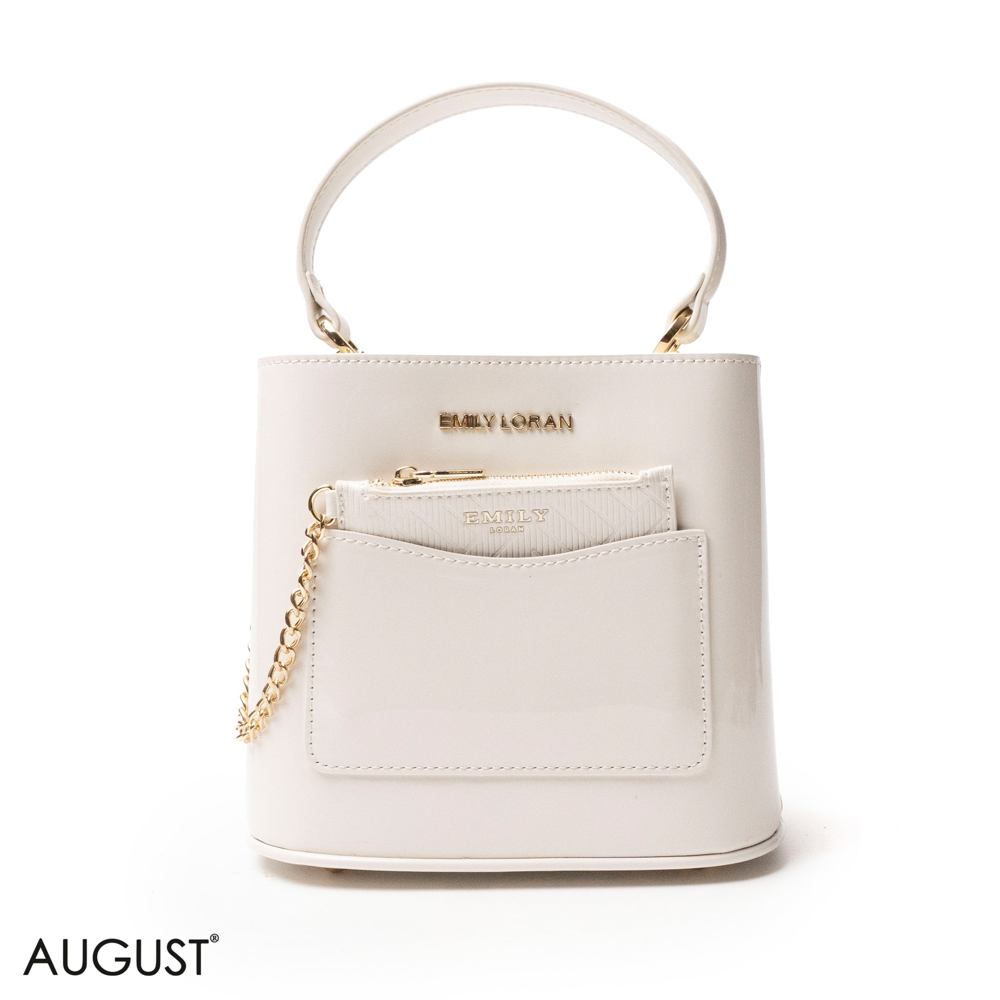 GLOSSY LEATHER HANDBAG WITH METAL CHAIN,MINI WALLET -SMALL