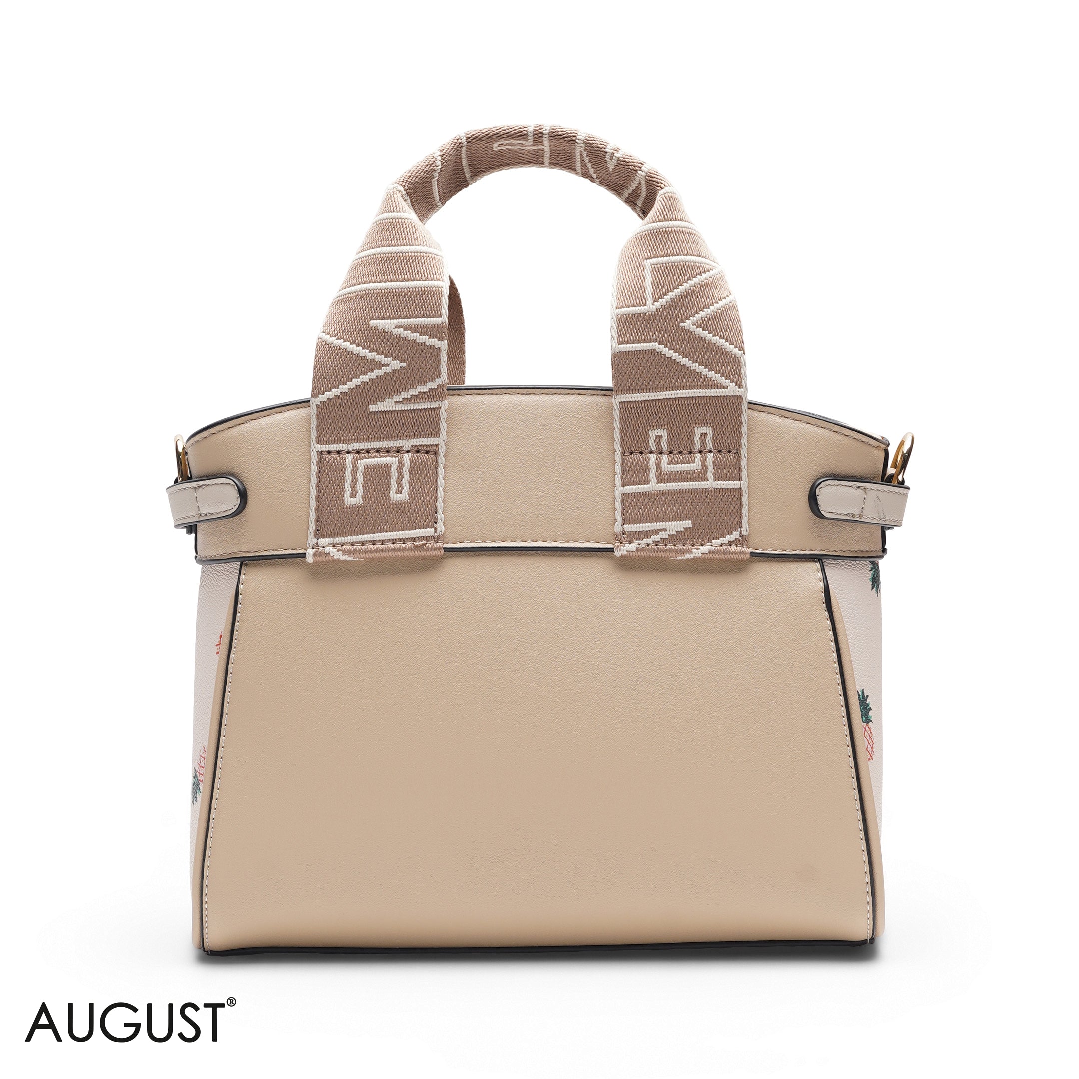 BEIGE PINEAPPLE TOTE BAG WITH POUCH - MED