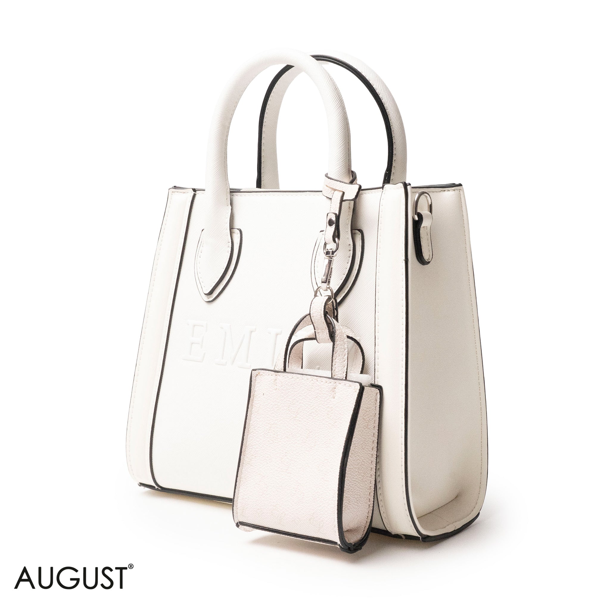 EMILY LOGO EMBOSSED LEATHER HANDBAG WITH MINI WALLET- SMALL