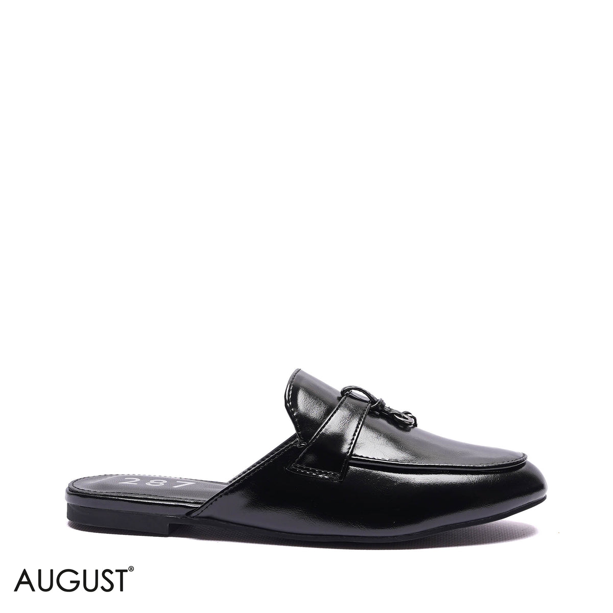CROC-EMBOSSED HORSEBIT BACKLESS MULES