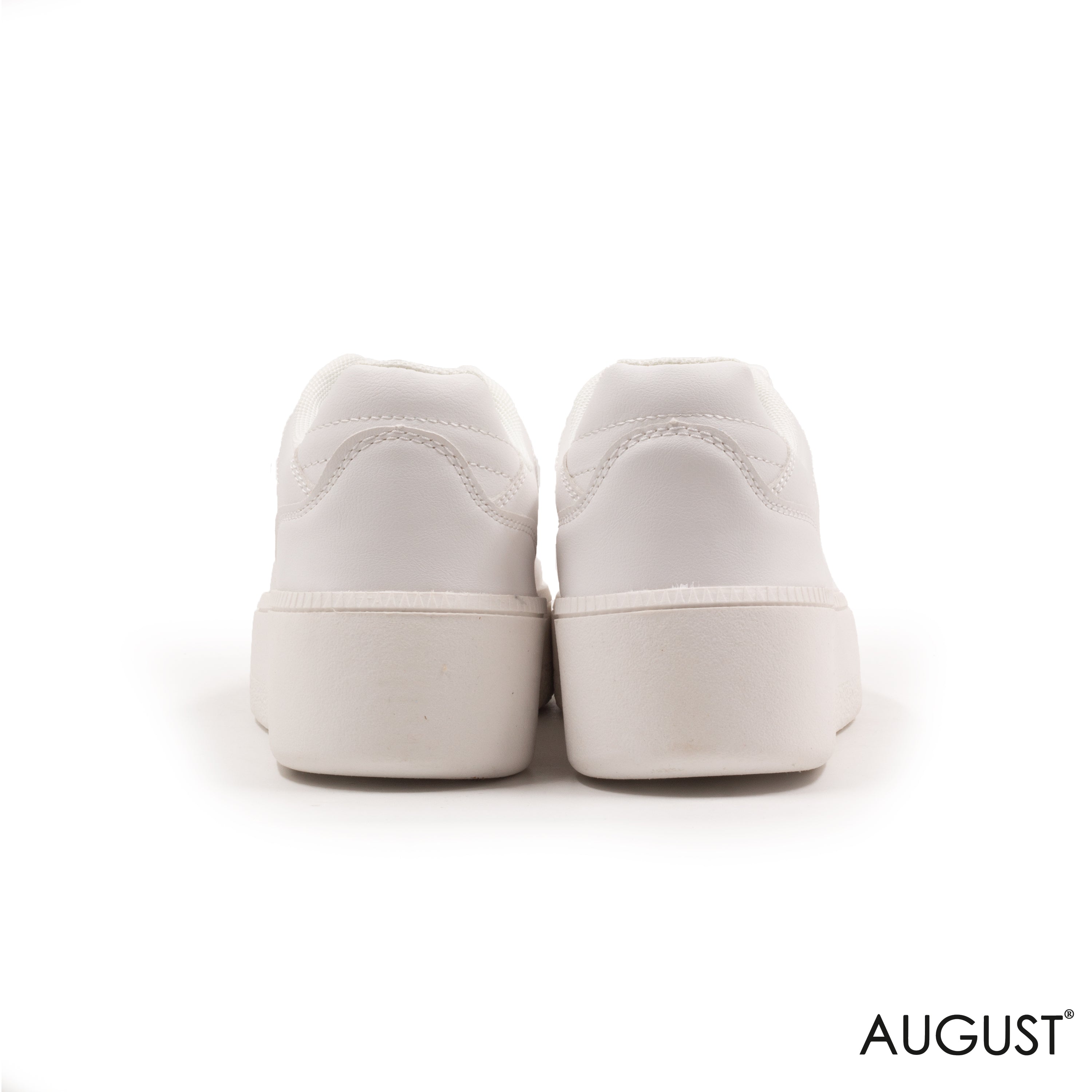 WHITE LEATHER SNEAKERS WITH THICK SOLE