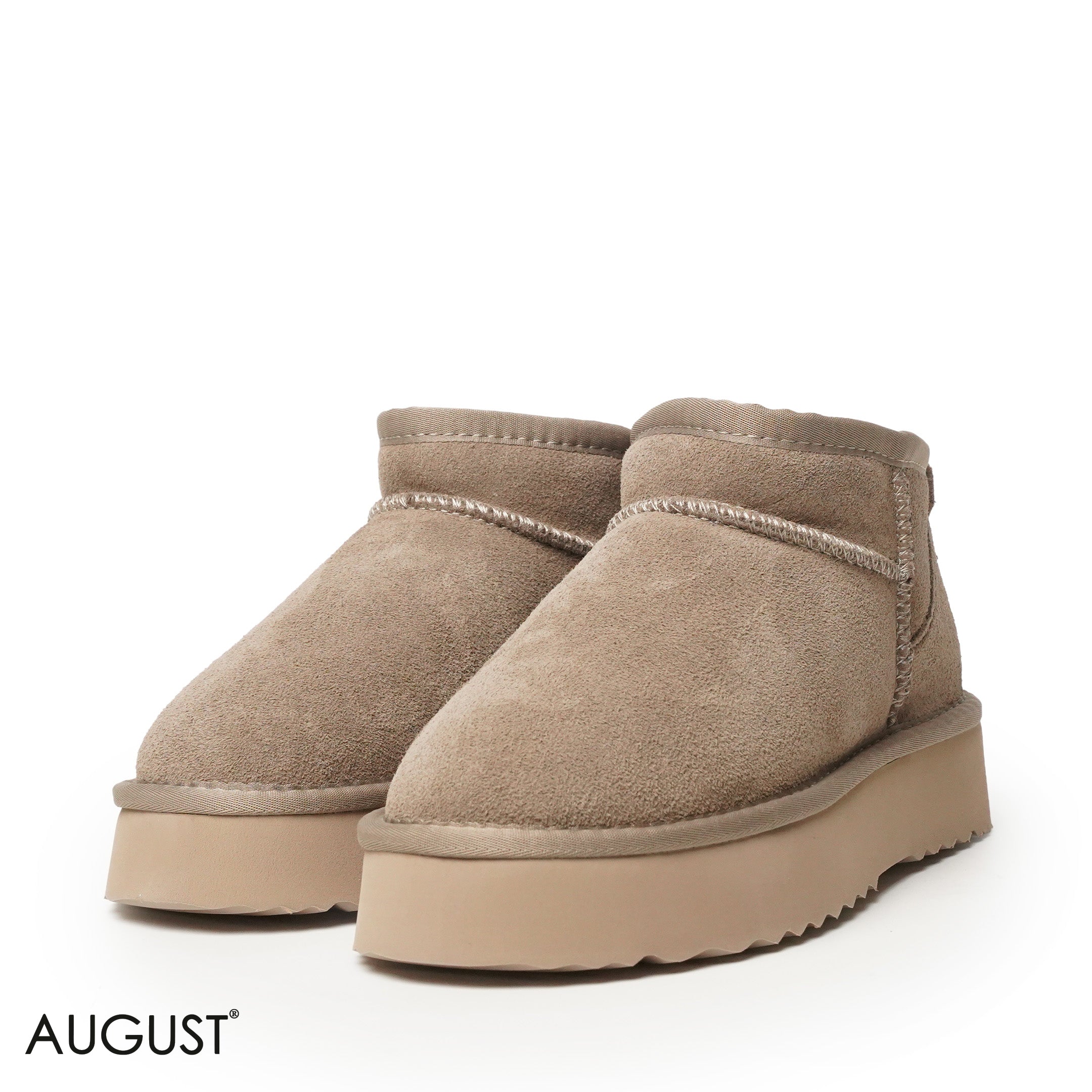 TAUPE SUEDE LEATHER ANKLE UGGS