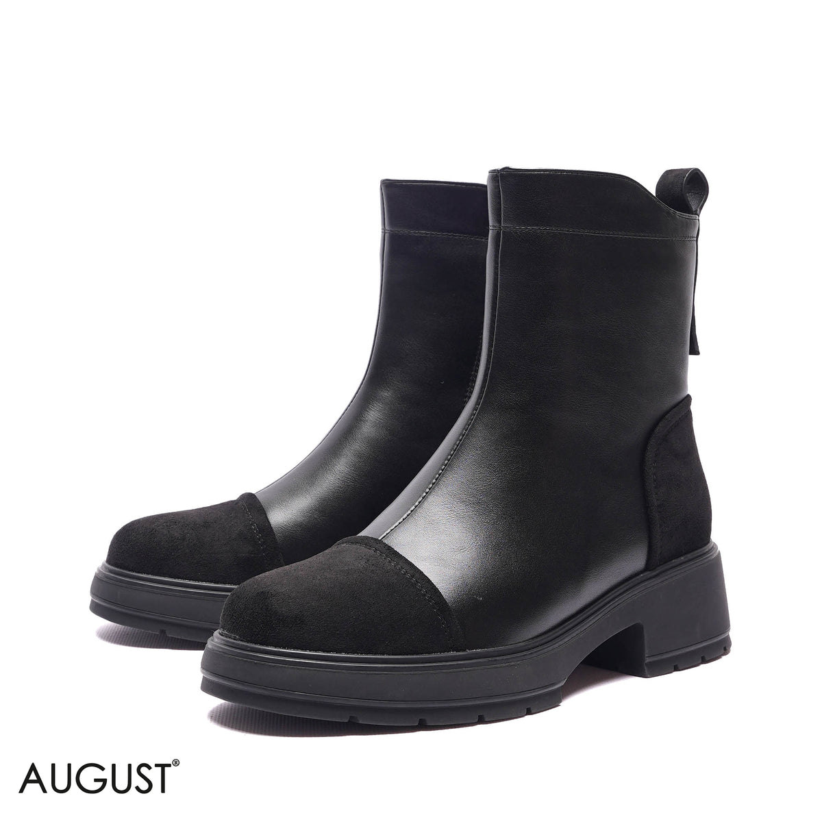 CONTRAST TOE-CAP LUG-SOLE BOOTS