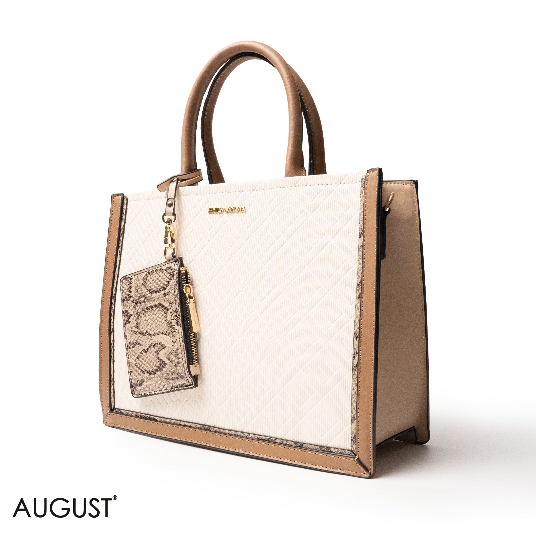 LEATHER HANDBAG WITH SNAKE DETAIL TOUCH -LARGE