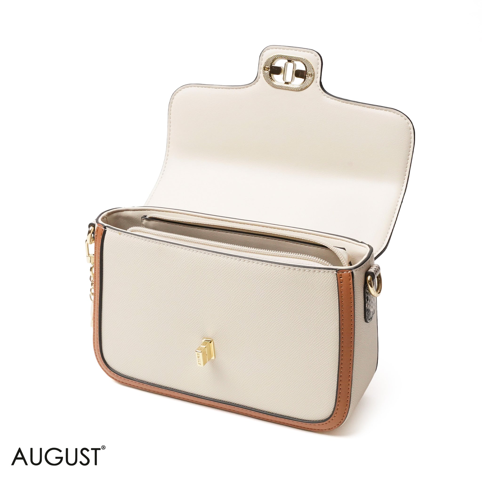CREAMY SMOOTH LEATHER CROSS BODY WITH FLAP - SMALL