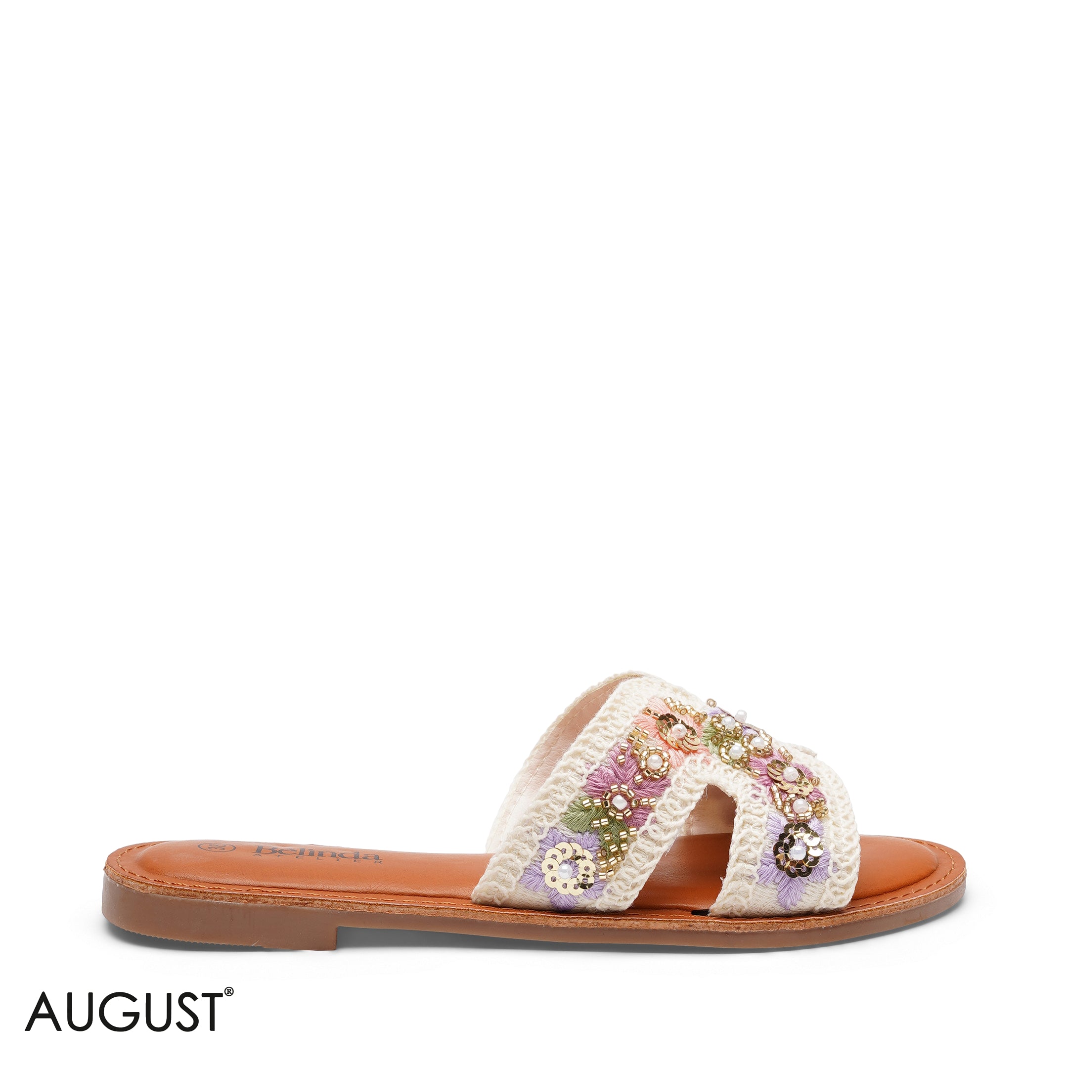 EMBROIDERED MACRAME CASUAL FLAT SLIDERS