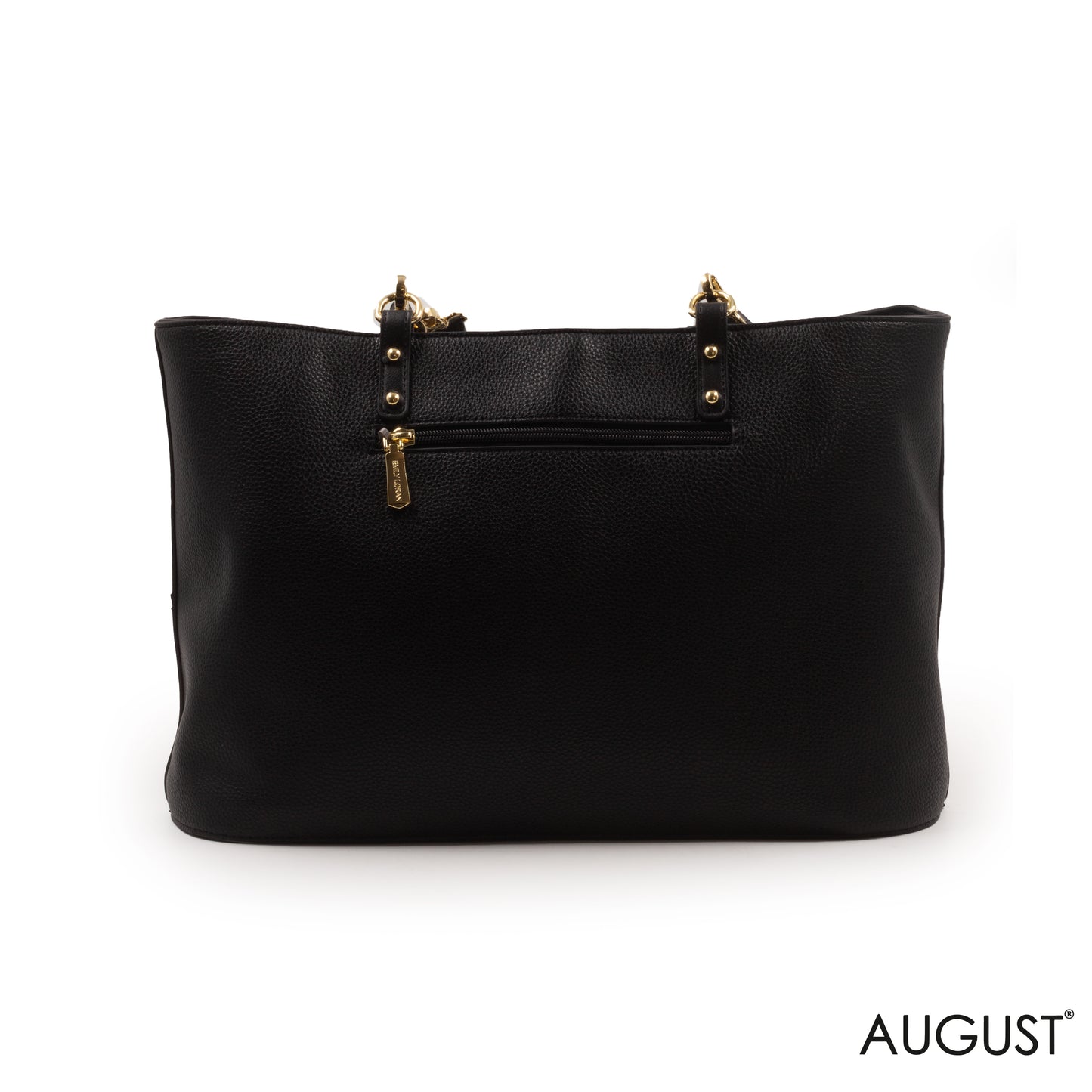BLACK LEATHER TOTE BAG WITH SPECIAL DESIGN -LARGE