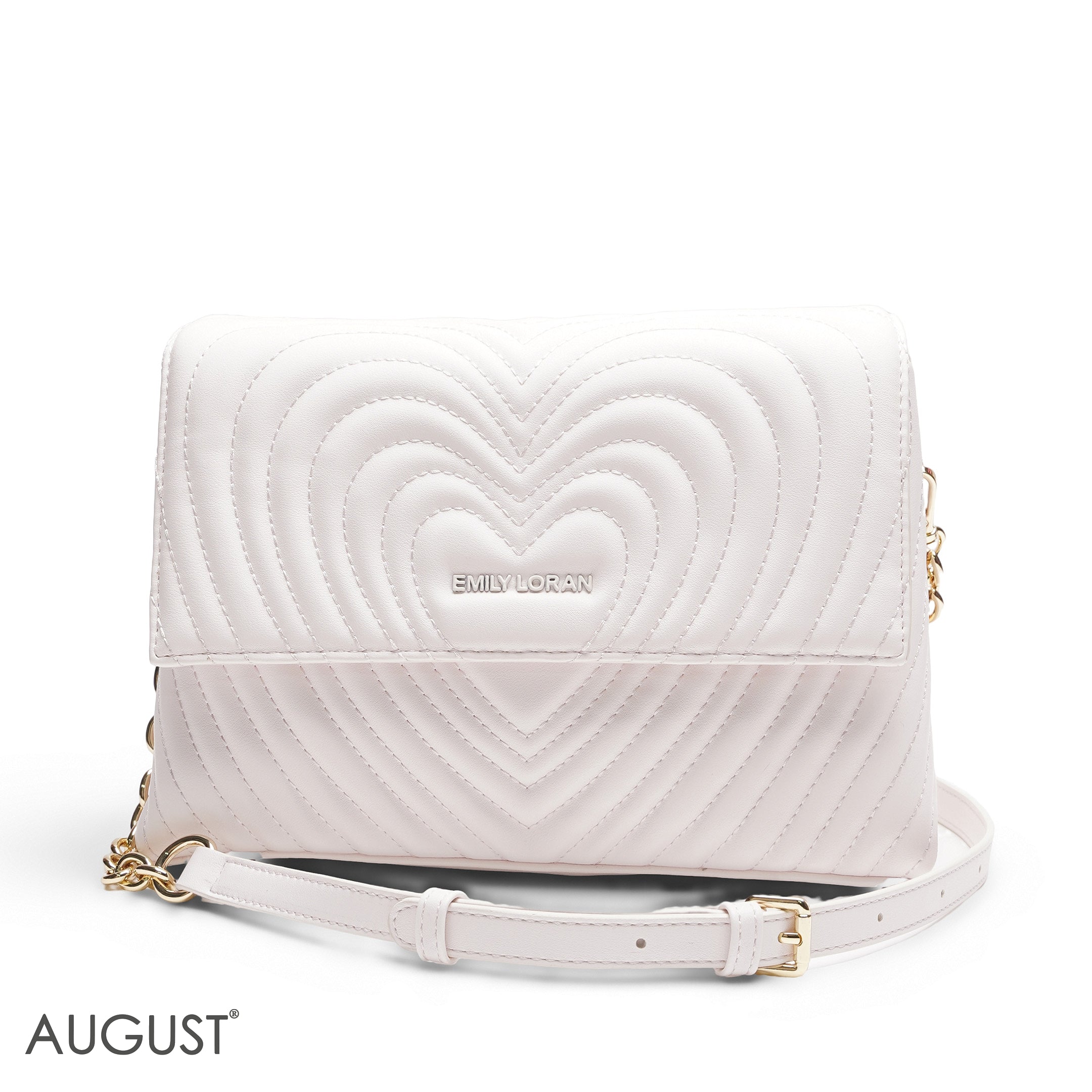 BABY PINK EMILY EMBOSSED LOGO TRAPEZE BAG - MED