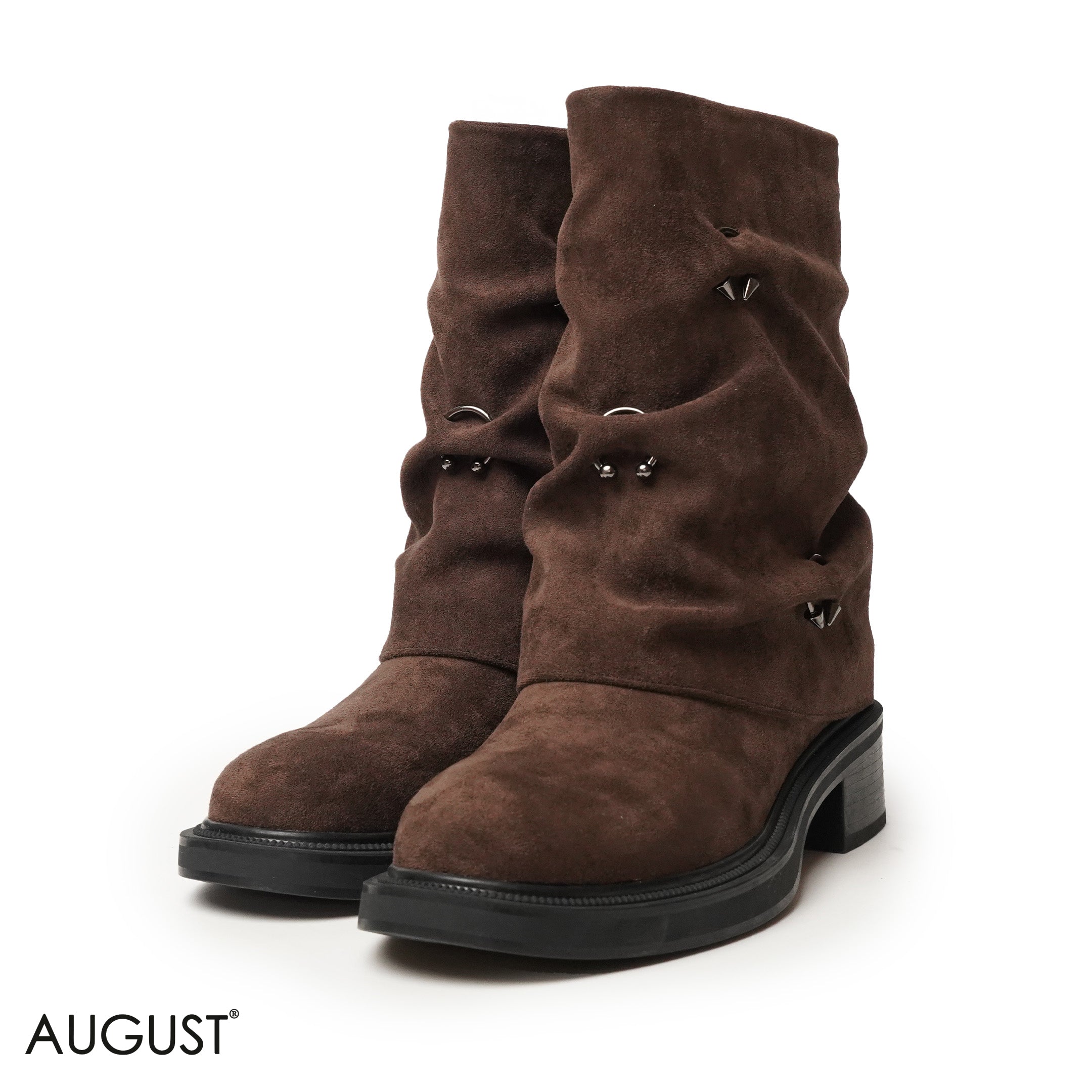 CHAMOIS LEATHER BOOTS WITH METAL HARDWARE DETAILS