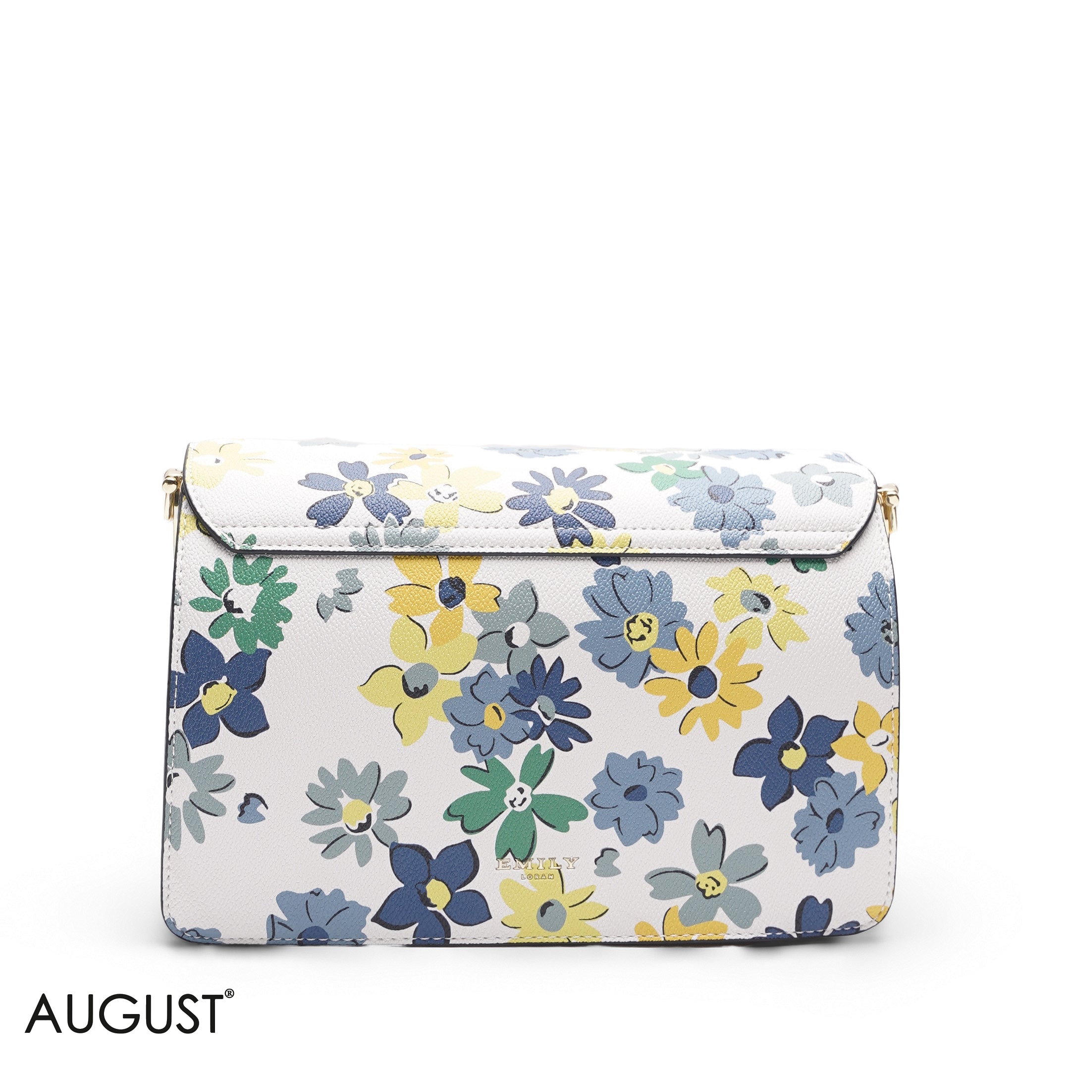 WHITE FLORAL BAG WITH HAND STRAP - MED