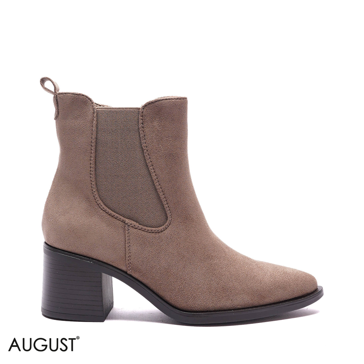 SUEDE GORE-PANEL BLOCK HEEL BOOTS