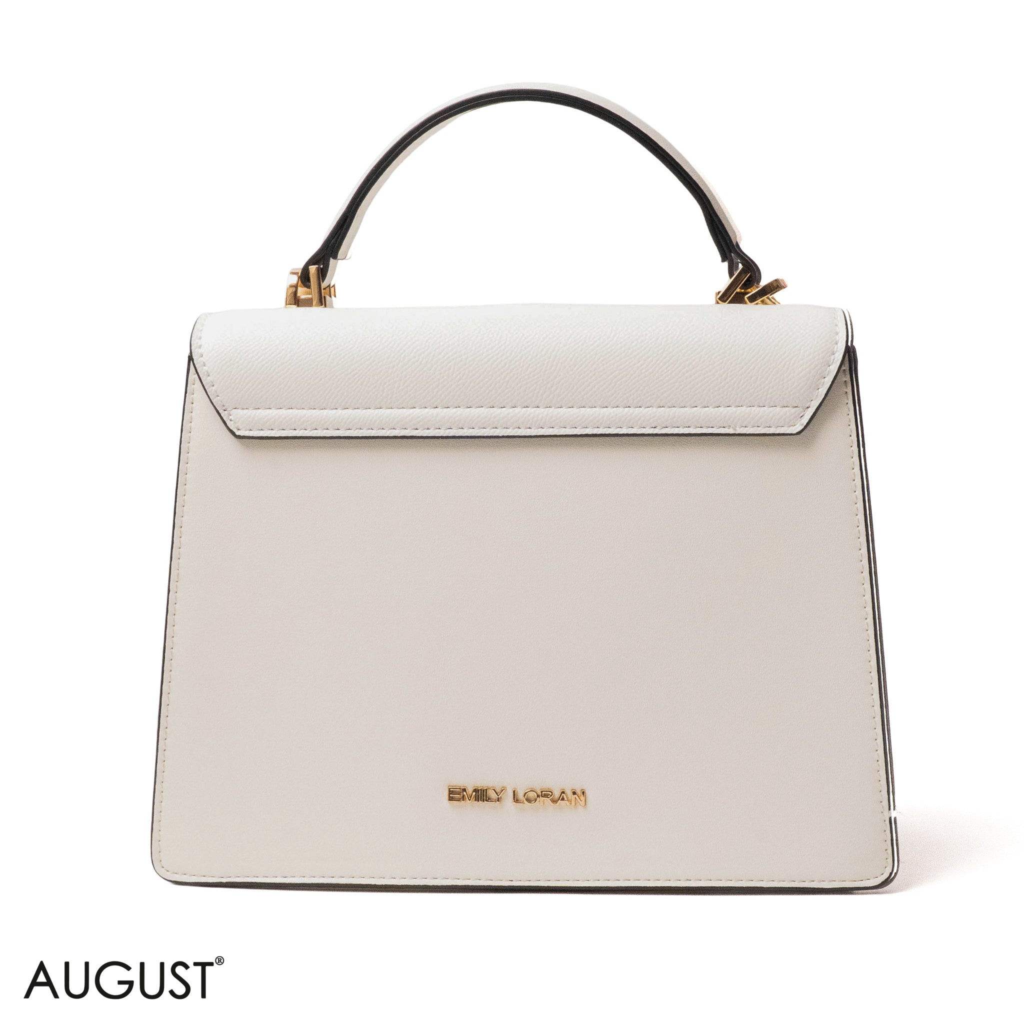 WHITE LEATHER HANDBAG WITH STRAW ACCENTS-MED