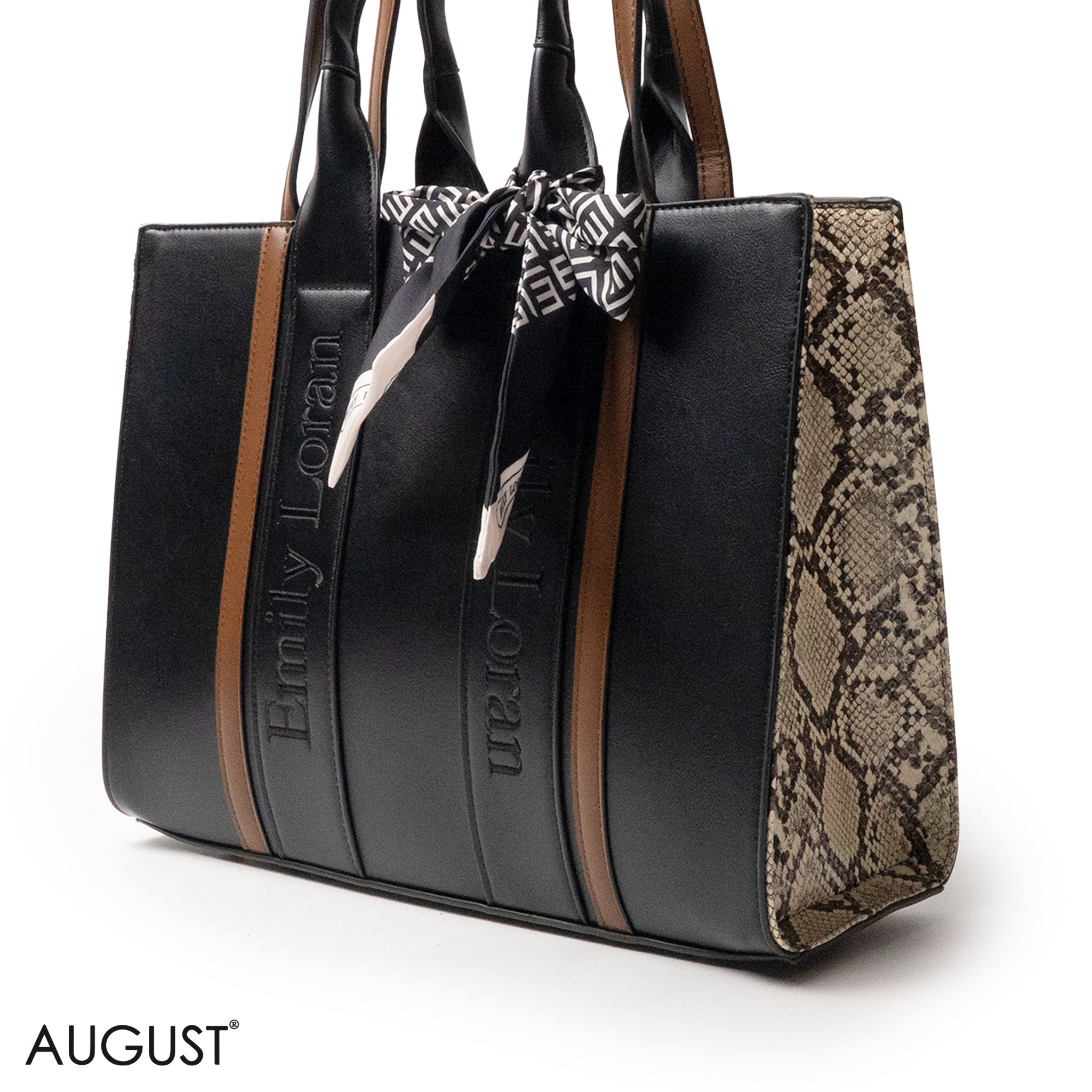 SPECIAL DESIGN LEATHER HANDBAG WITH SCARF - LARGE