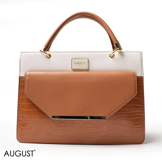 CROC LEATHER HANDBAG WITH FLAP - LARGE