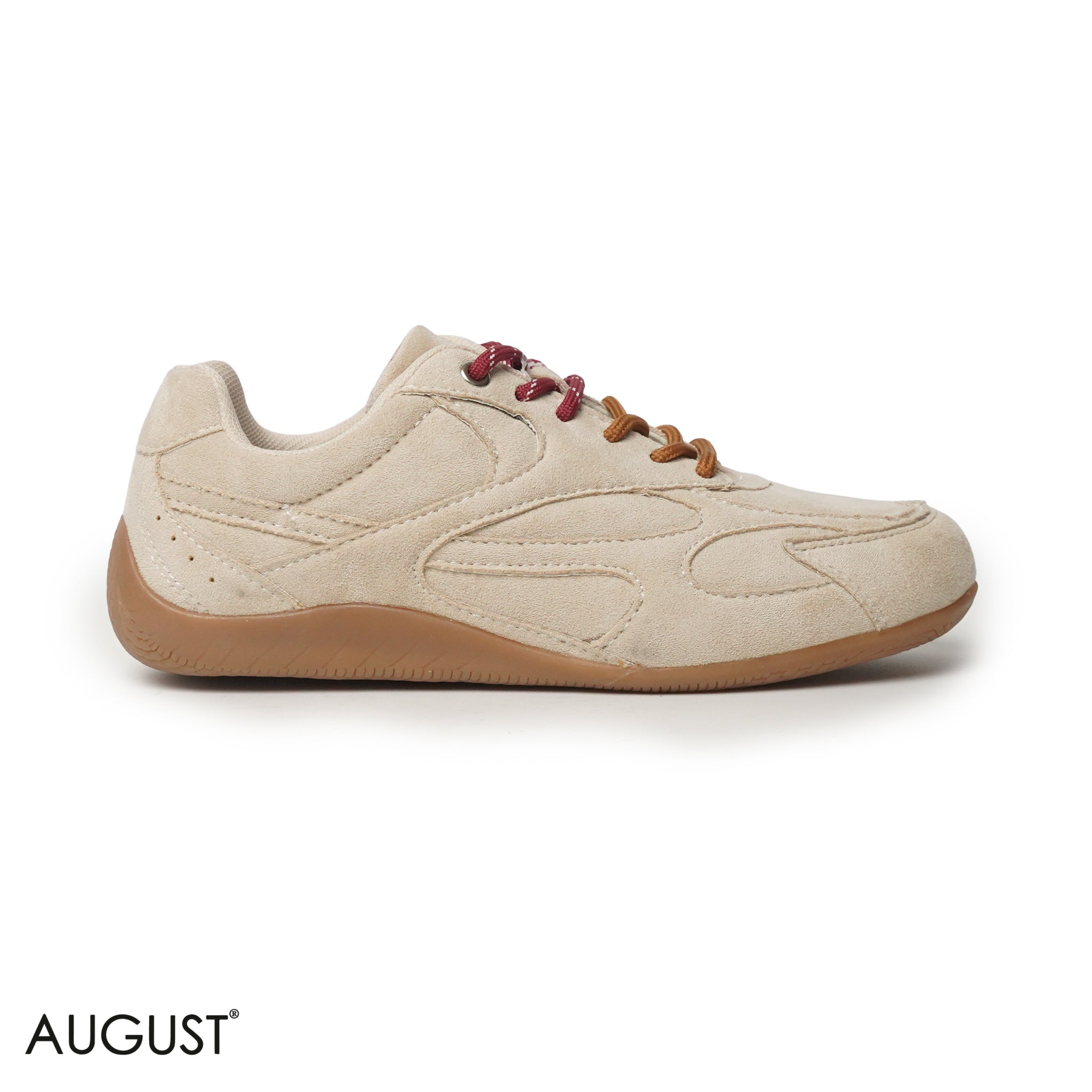 BEIGE CHAMOIS LEATHER SNEAKERS WITH COLORFUL BOND