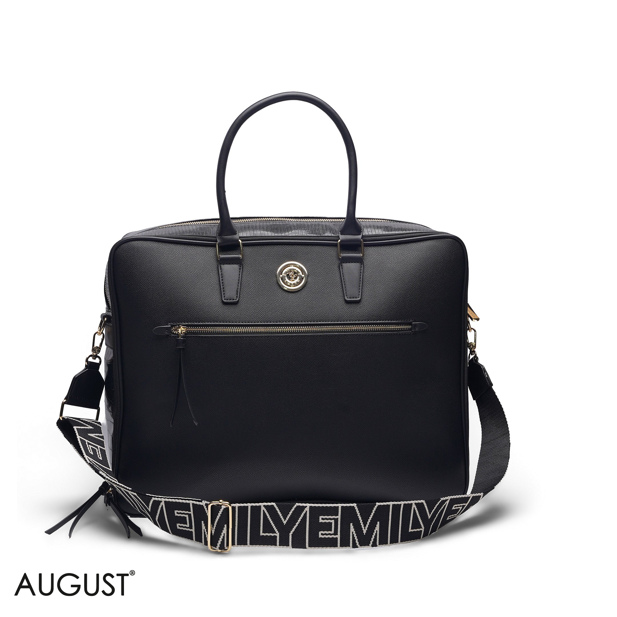 BLACK FAUX LEATHER CASUAL TRAVEL BAG - LARGE