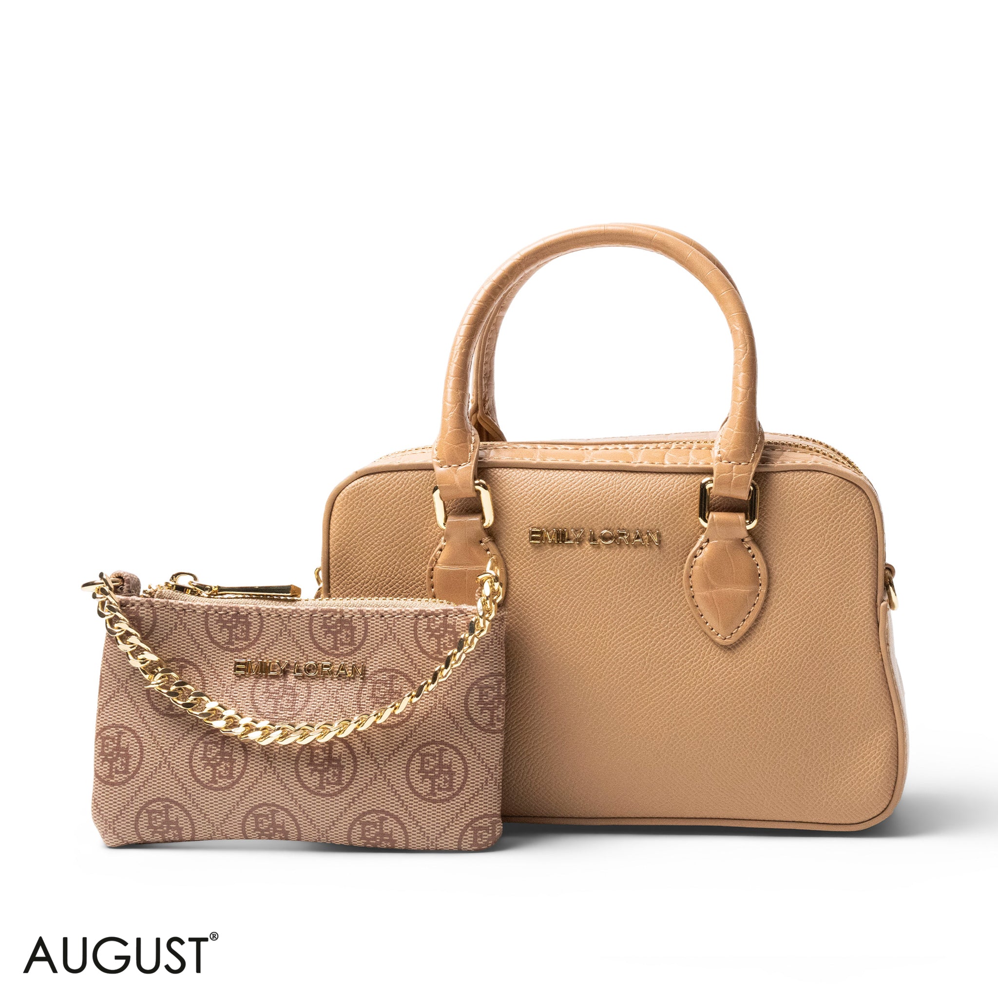 LEATHER HANDBAG WITH MINI WALLET LOGO EMILY -SMALL