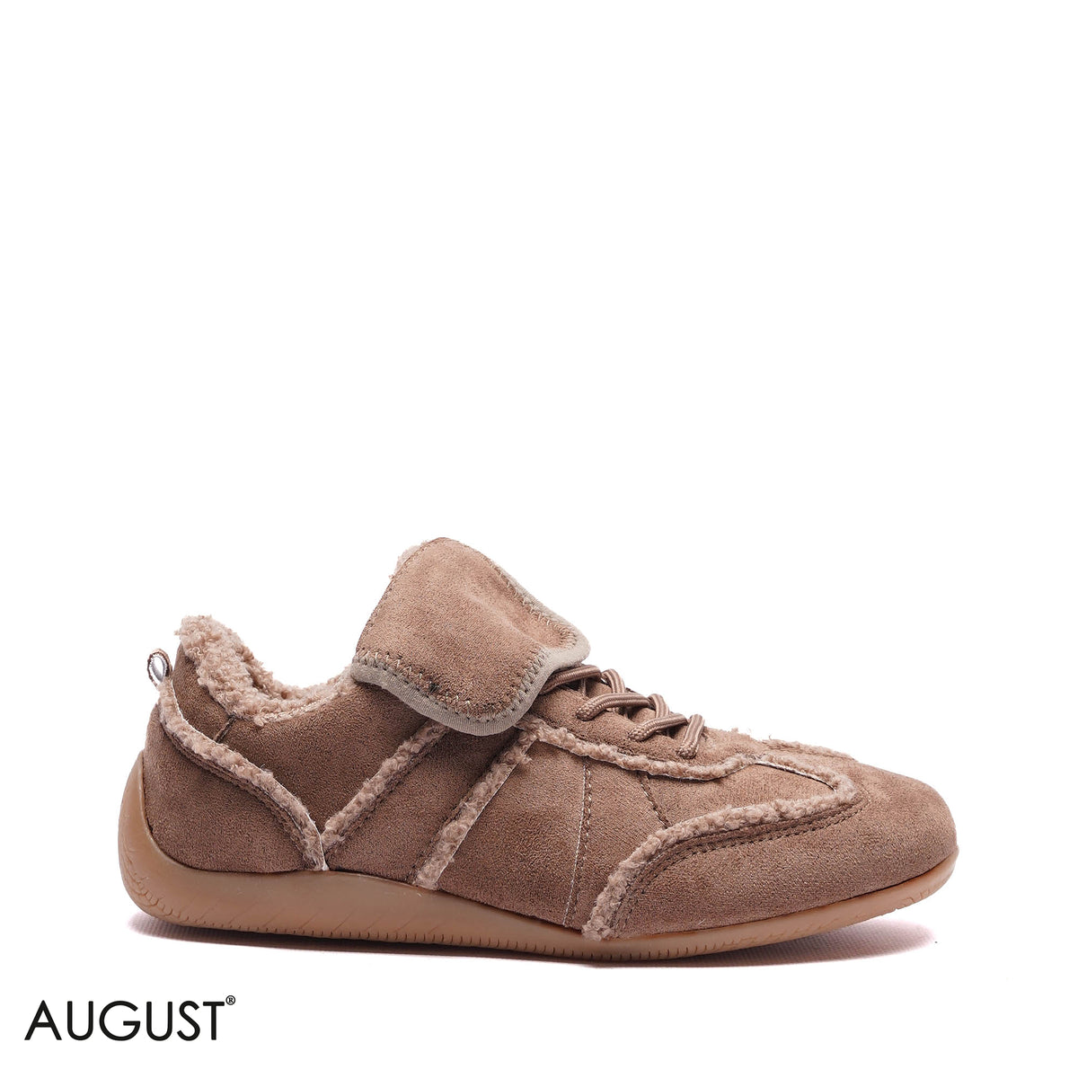 FAUX FUR TRIMMED SUEDE SNEAKERS