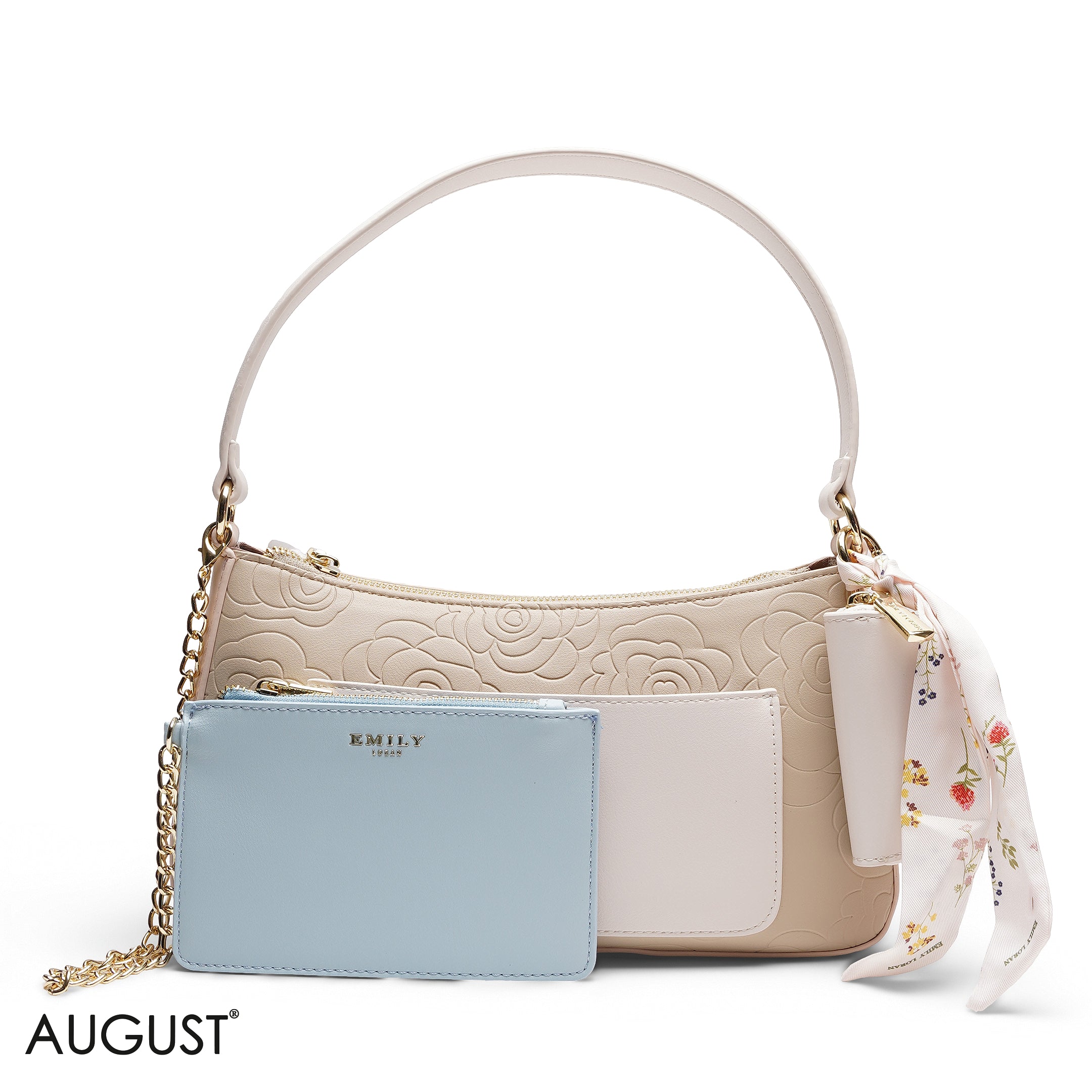 EMBOSSED MULTI-POUCH SHOULDER BAG SET