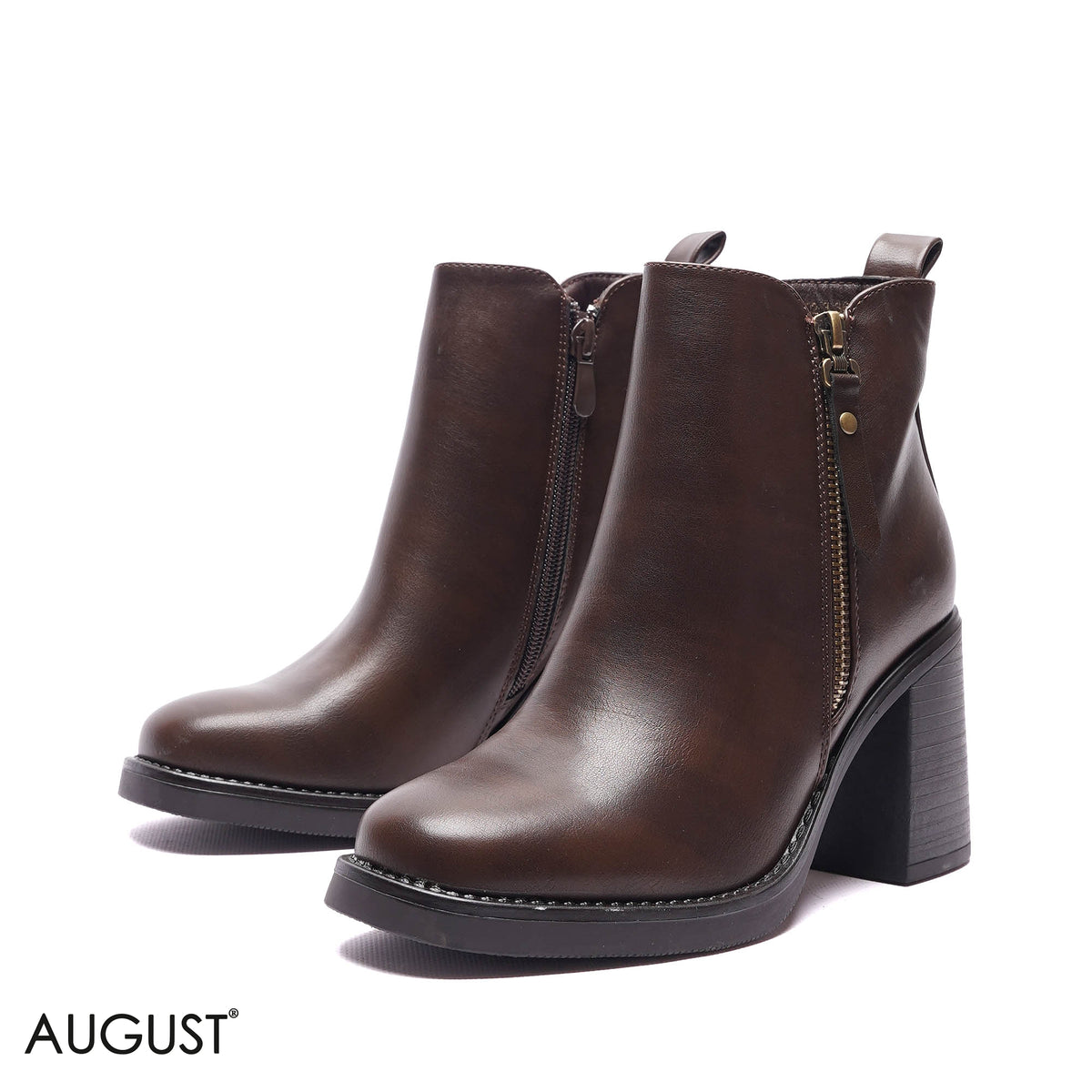 SIDE-ZIP HIGH BLOCK HEEL BOOTS