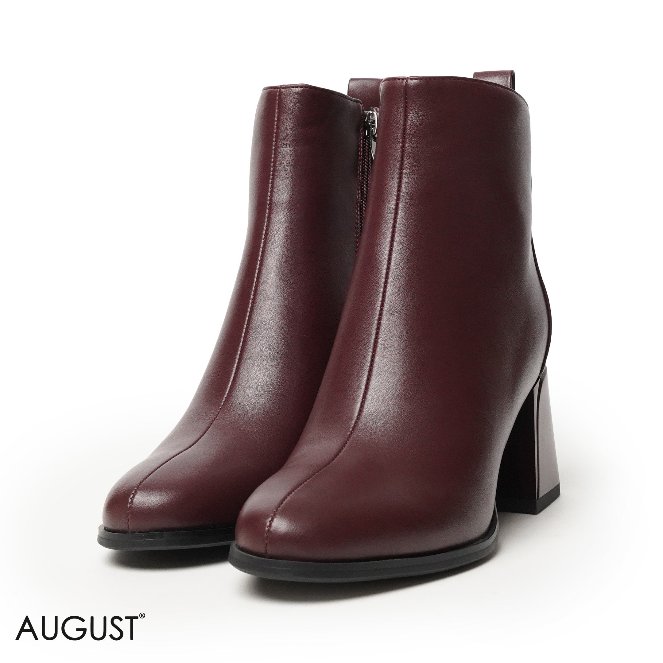 SMOOTH LEATHER HEELED BOOTS WITH SIDE ZIPPER