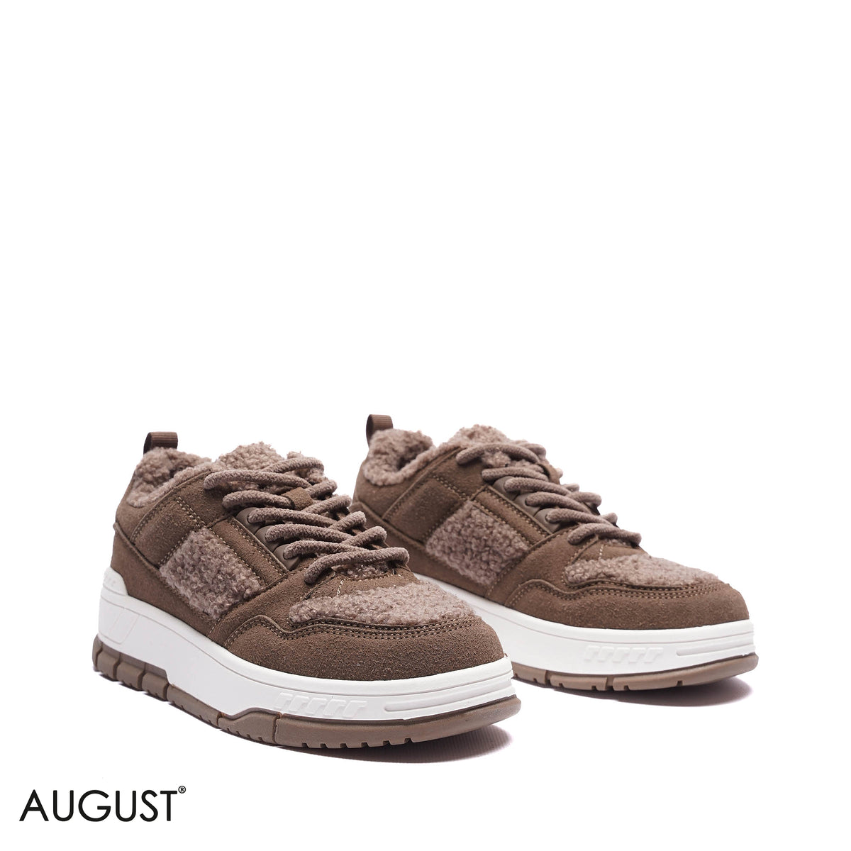 FAUX FUR SUEDE PLATFORM SNEAKERS