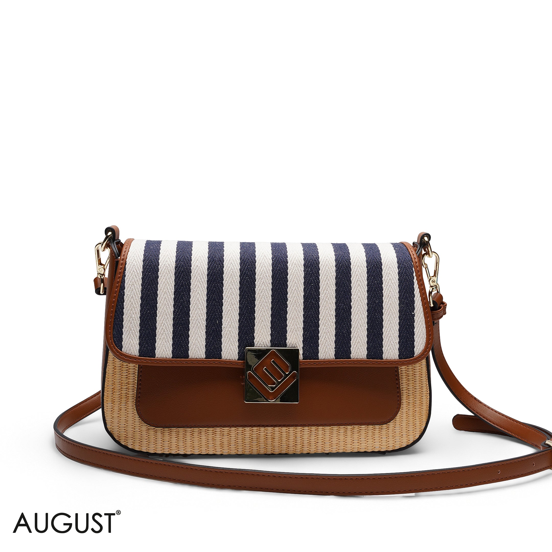 STRIPED FLAP CROSSBODY BAG