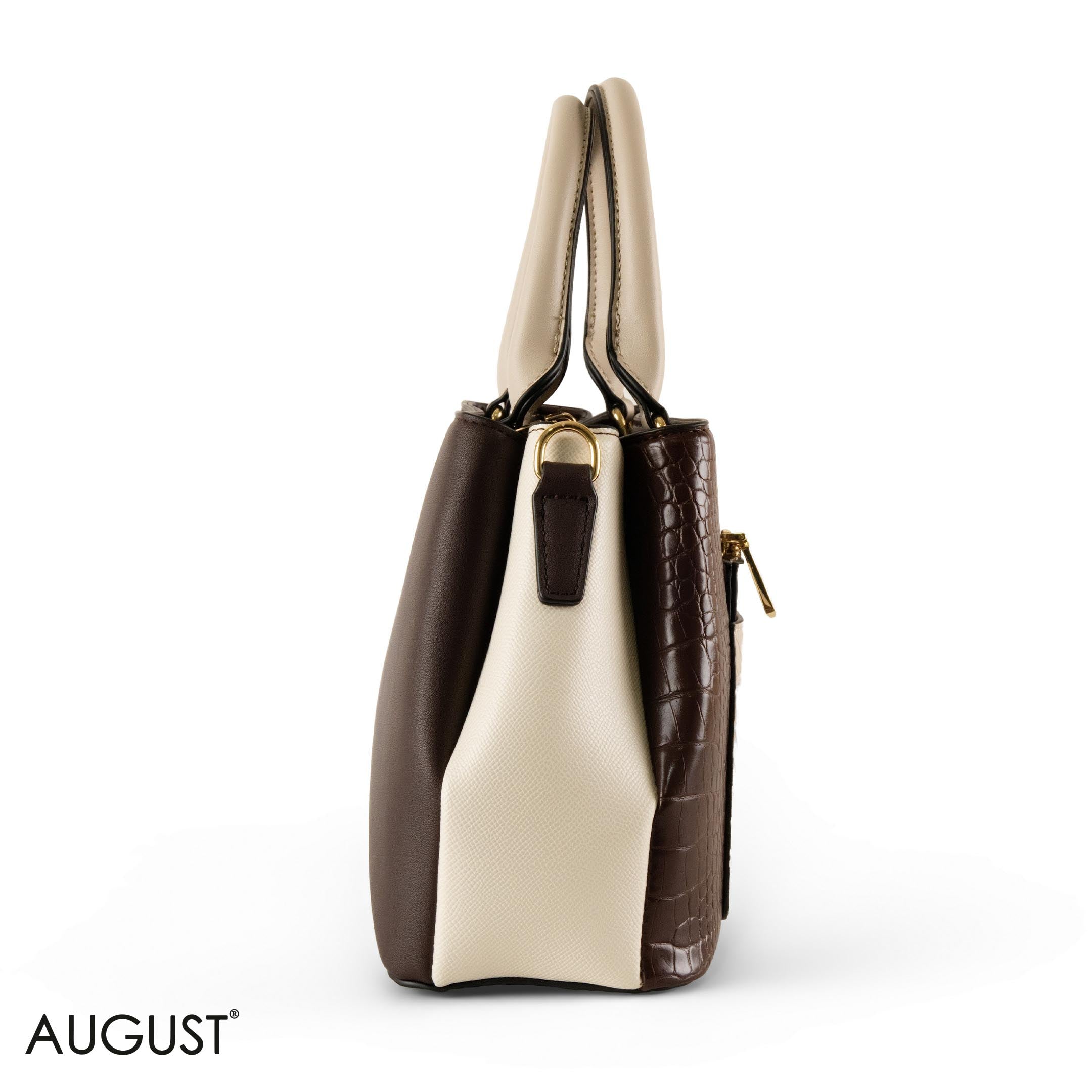 EMILY LORAN PATTERNED LEATHER HANDBAG WITH CHAIN DETAIL -MED