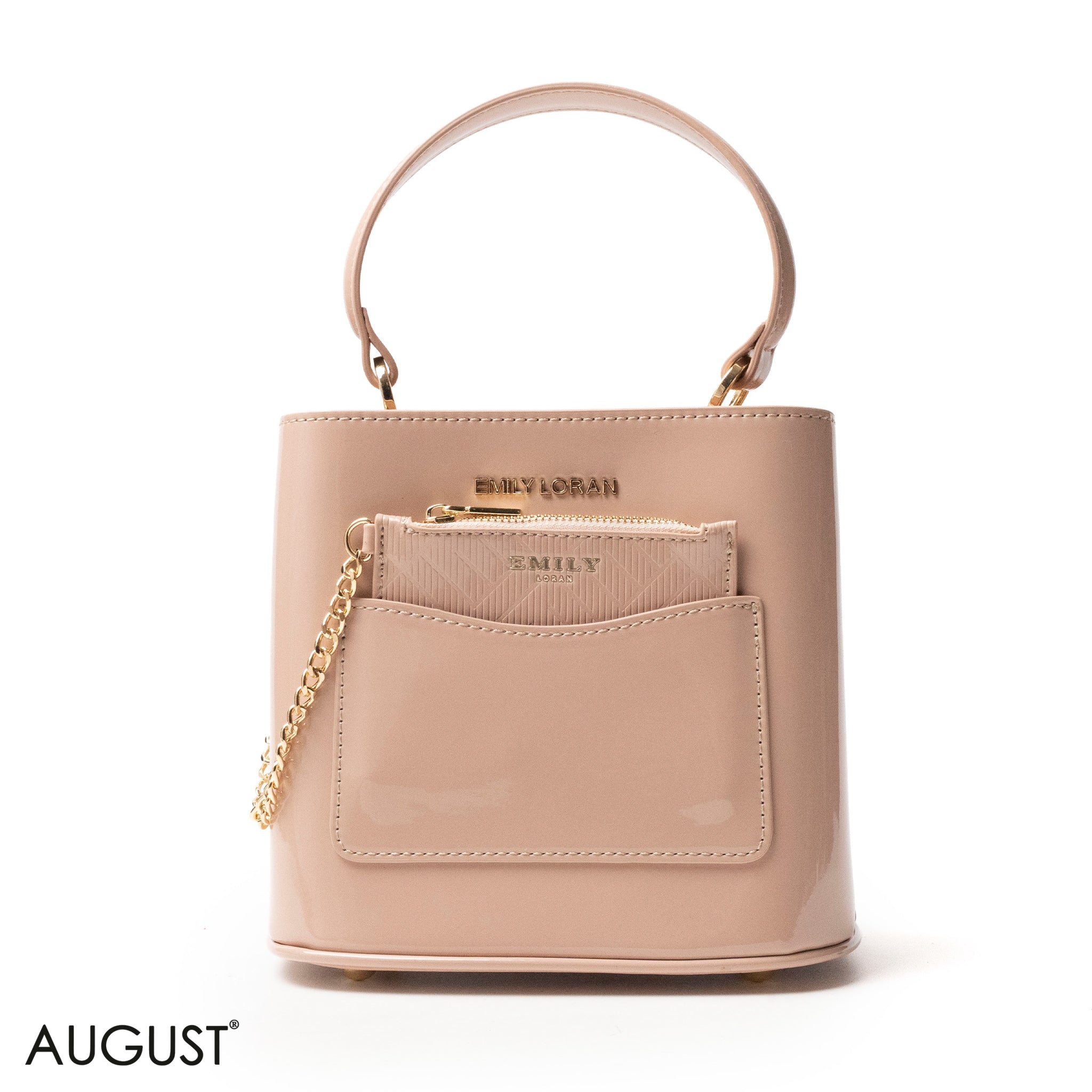 GLOSSY LEATHER HANDBAG WITH METAL CHAIN,MINI WALLET -SMALL