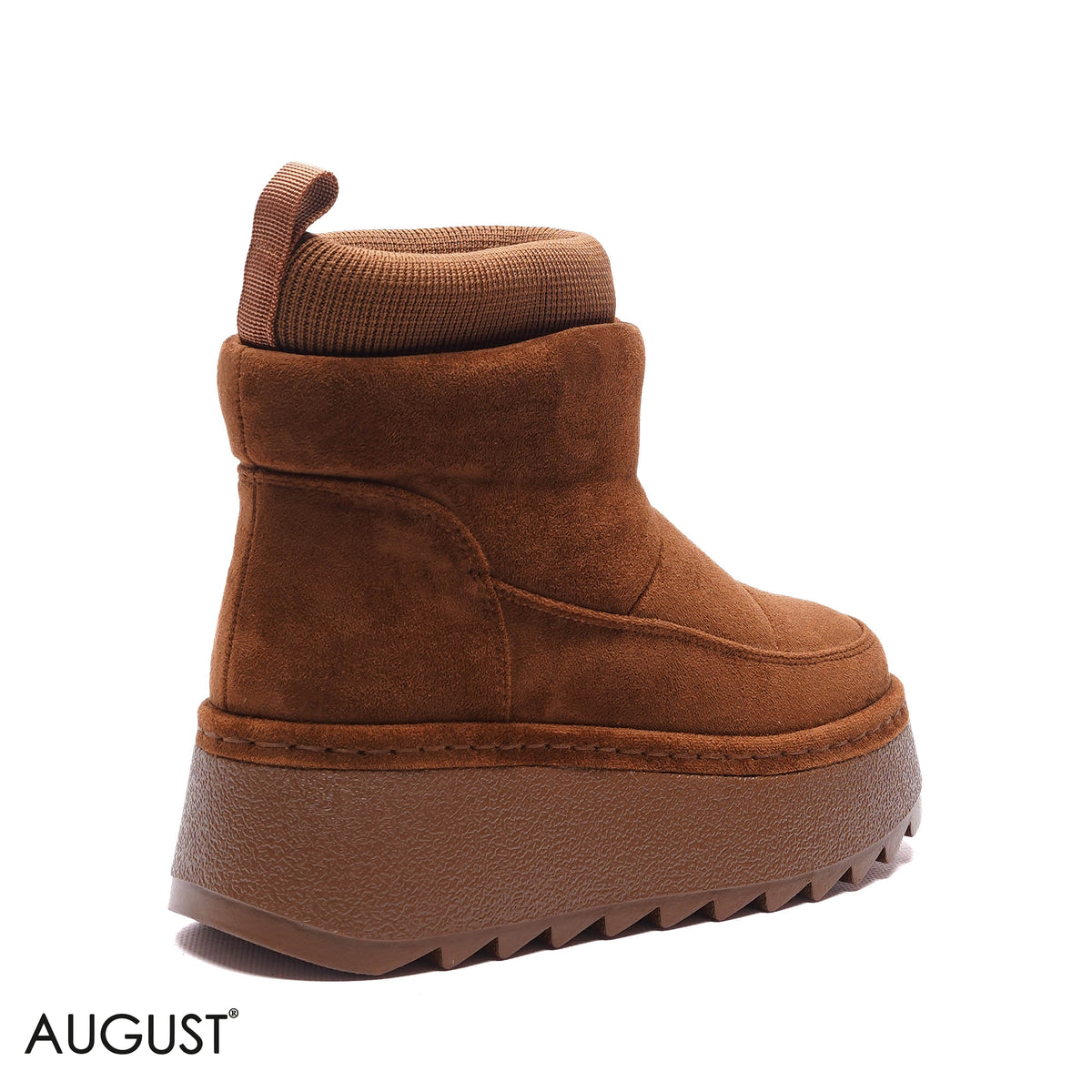 PLATFORM KNIT-COLLAR SUEDE BOOTS