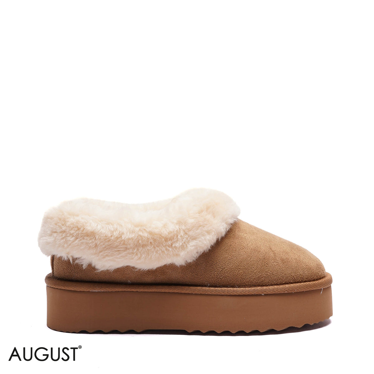 PLATFORM FAUX-FUR SUEDE ANKLE BOOTS