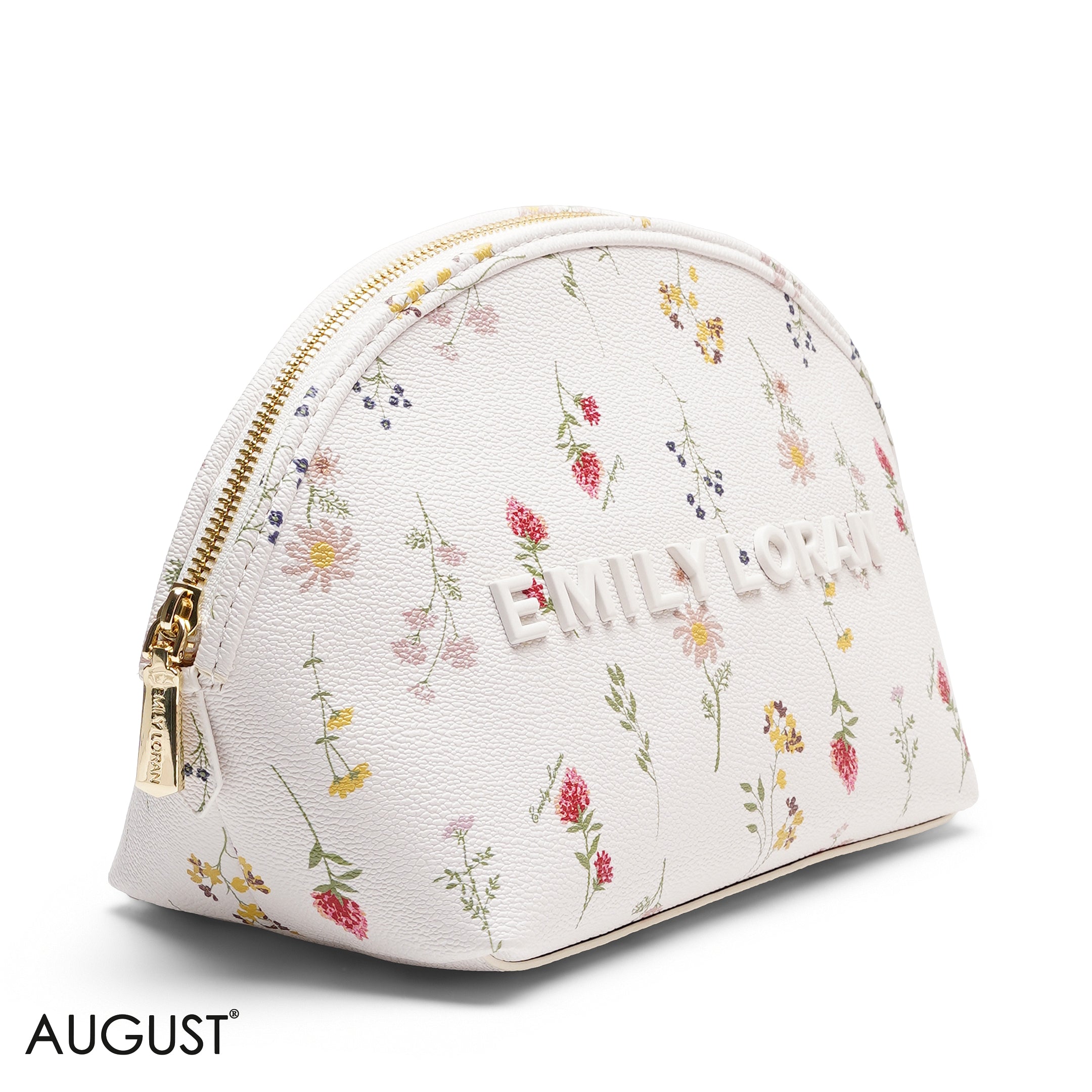 CHIC FLORAL MAKEUP BAG WITH EMBOSSED LOGO