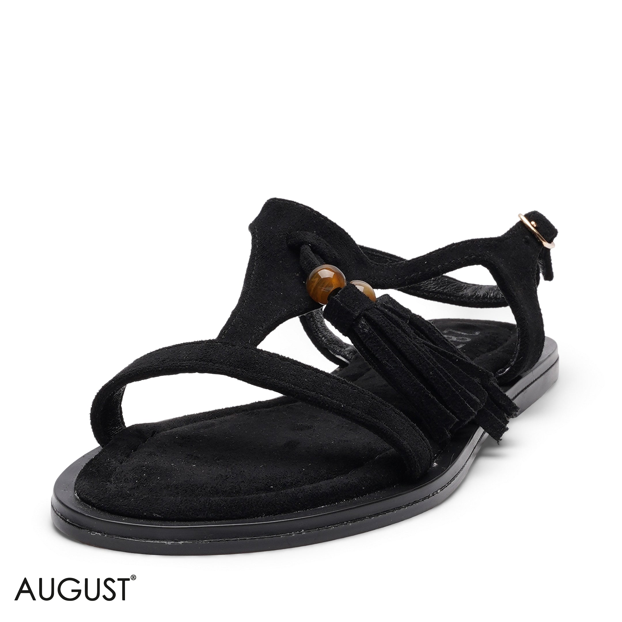 TASSEL SUEDE FLAT SANDALS