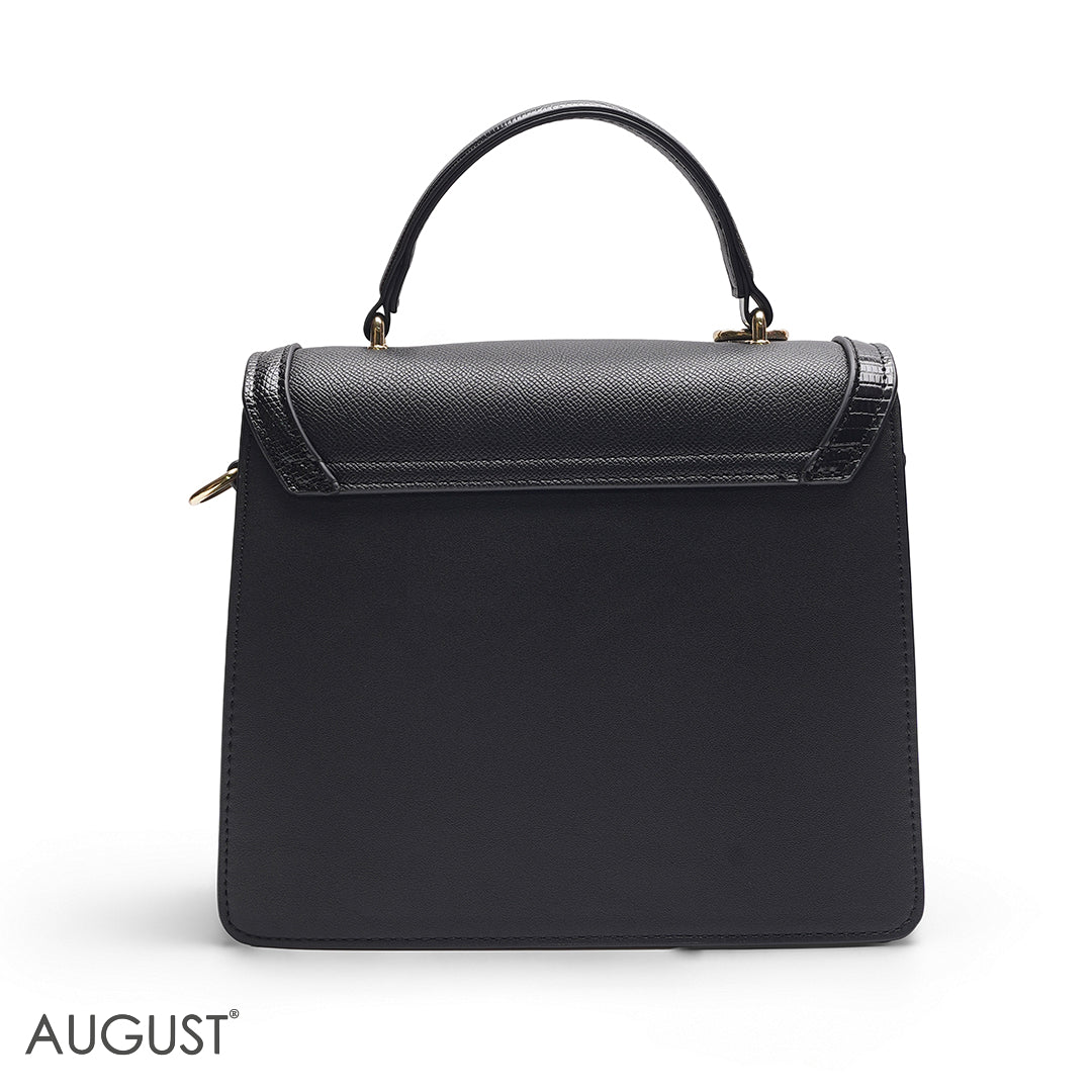 BLACK CROCODILE SATCHEL BAG