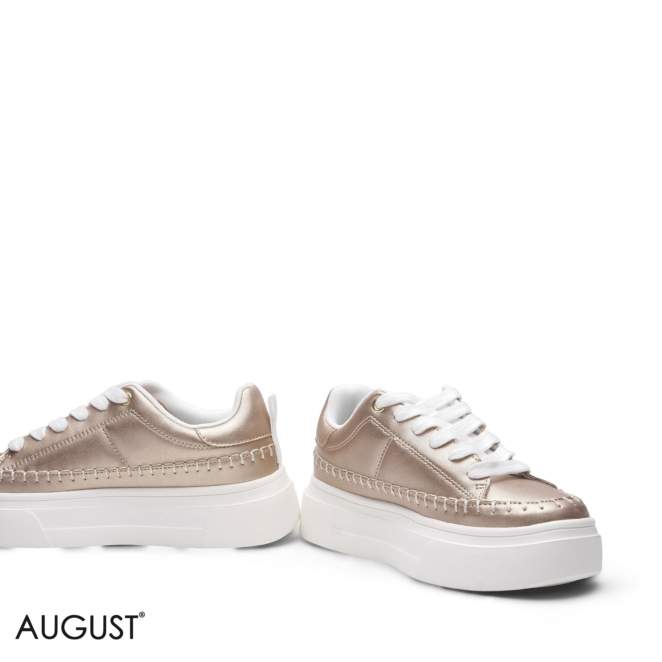 ELEGANT METALLIC BRONZE STITCHED PLATFORM SNEAKER