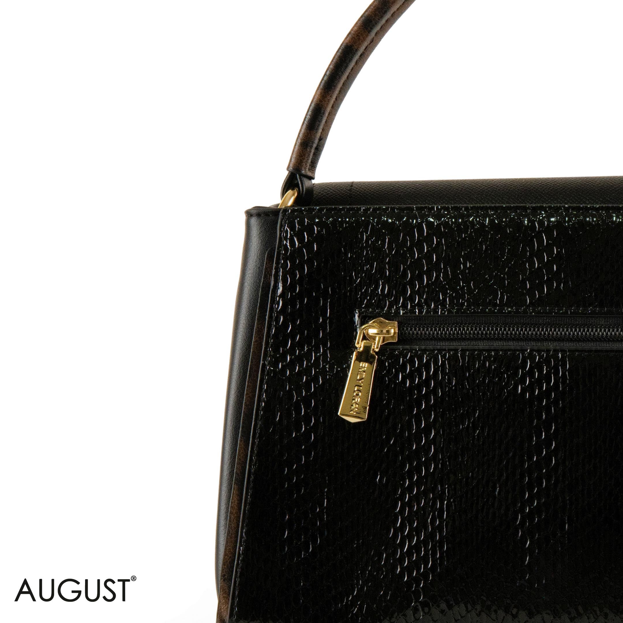 SMOOTH LEATHER HANDBAG WITH DETAIL SNAKE METALLIC - MED