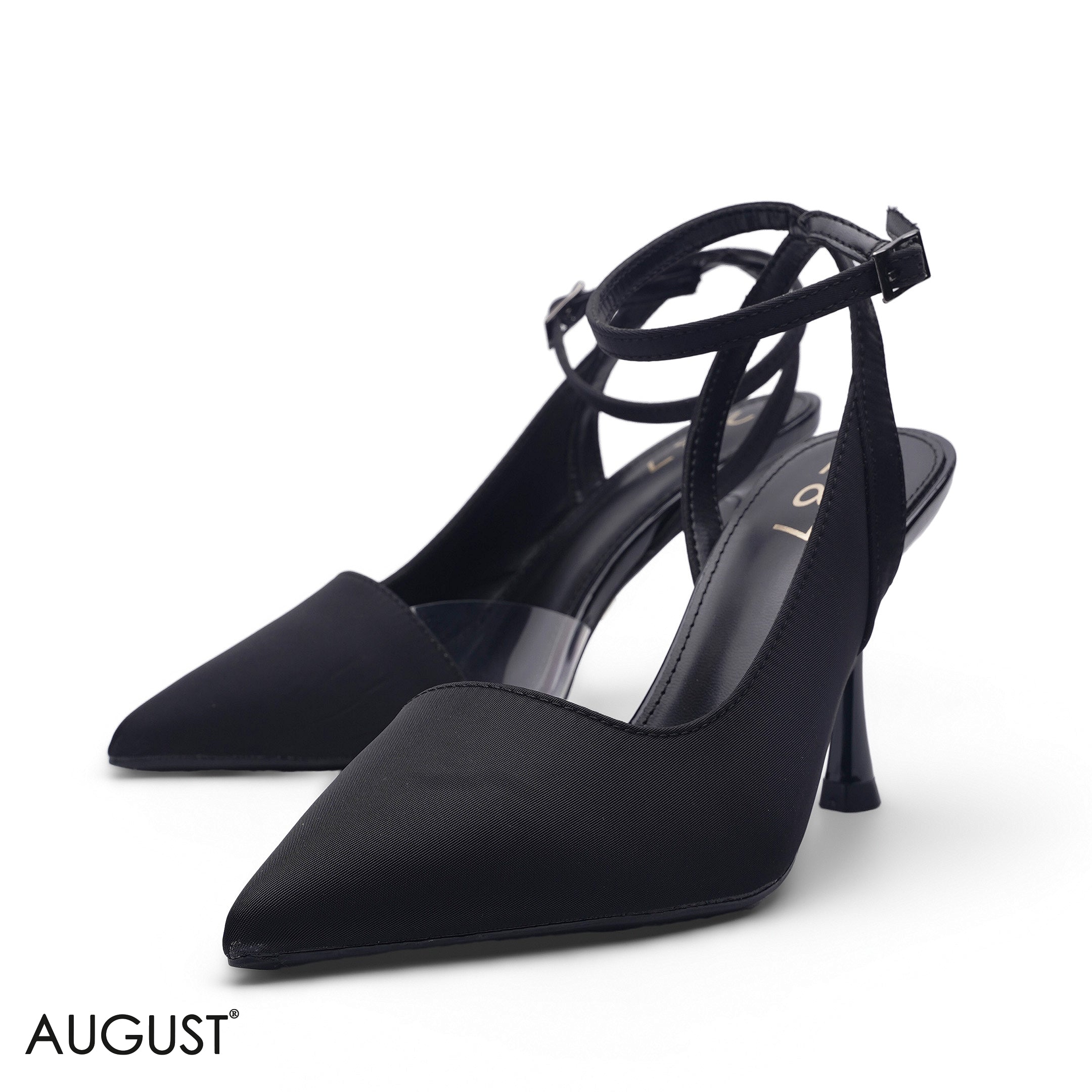 ELEGANT BLACK POINTED-TOE SLINGBACK HIGH HEELS