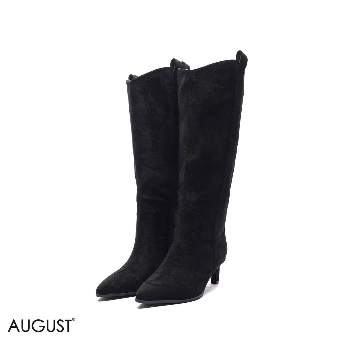WESTERN KITTEN-HEEL SUEDE KNEE-HIGH BOOTS