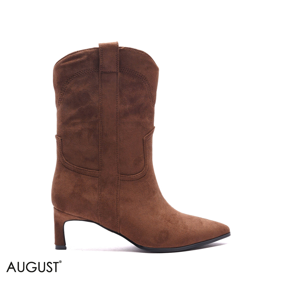 WESTERN-INSPIRED SUEDE KITTEN-HEEL BOOTS