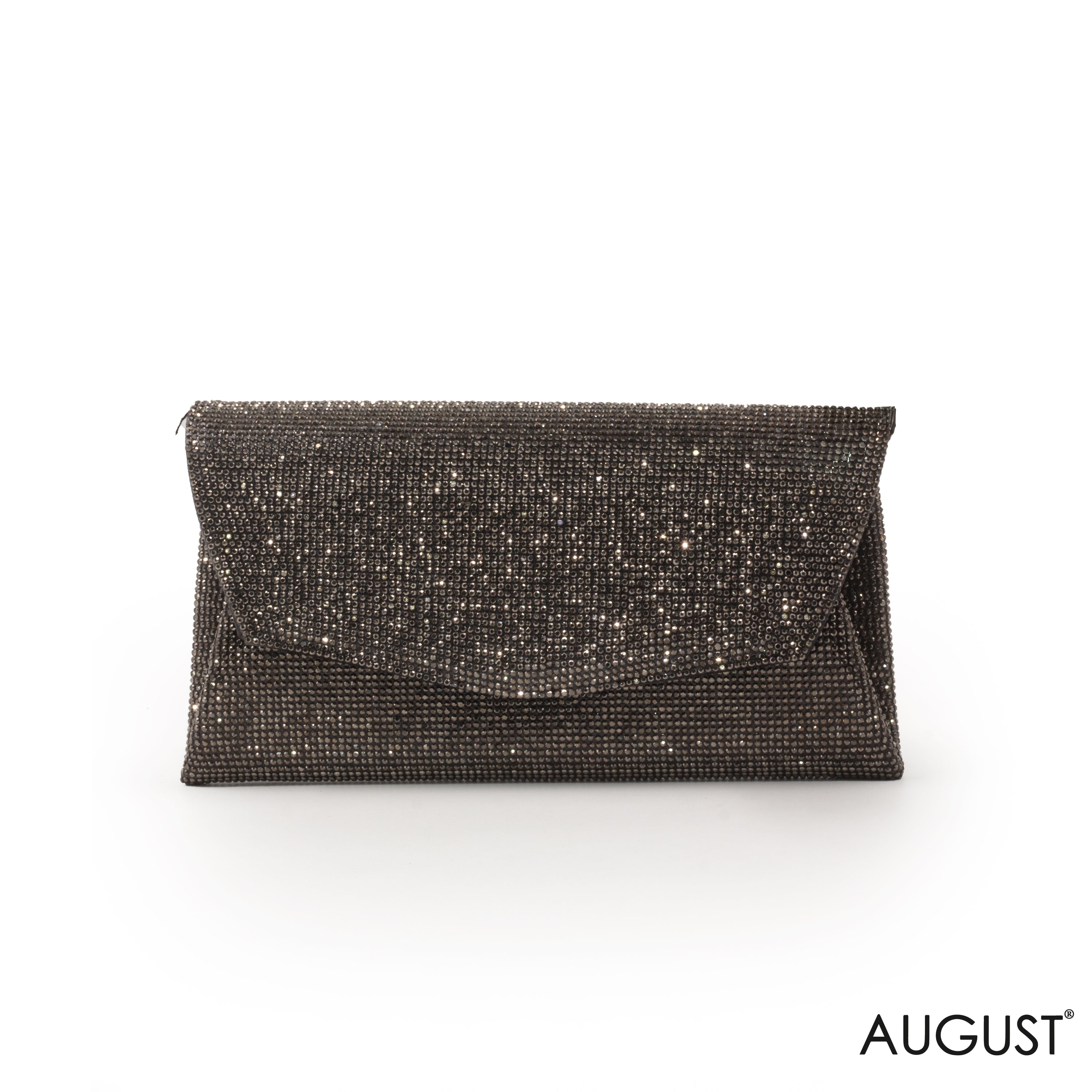 SHINY BEADED BLACK-TONED EVENING CLUTCH