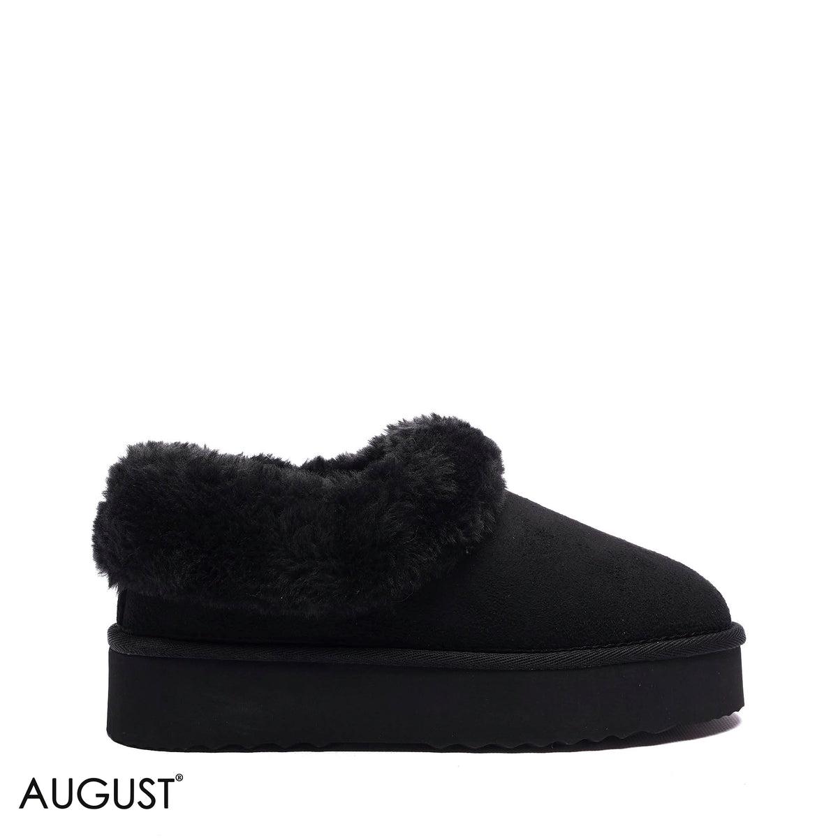 PLATFORM FAUX-FUR SUEDE ANKLE BOOTS