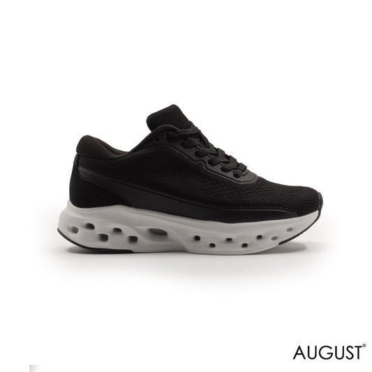 RUNNING SHOES WITH A CUSHIONED FOOTBED AND RUBBER OUTSOLE