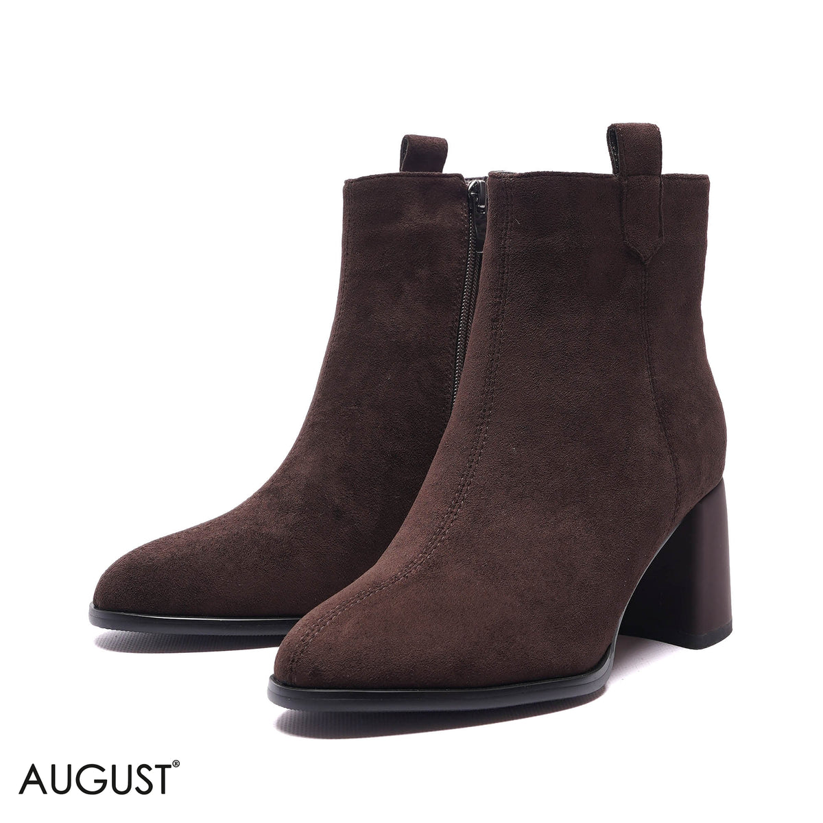 SIDE-ZIP SUEDE BLOCK HEEL BOOTS