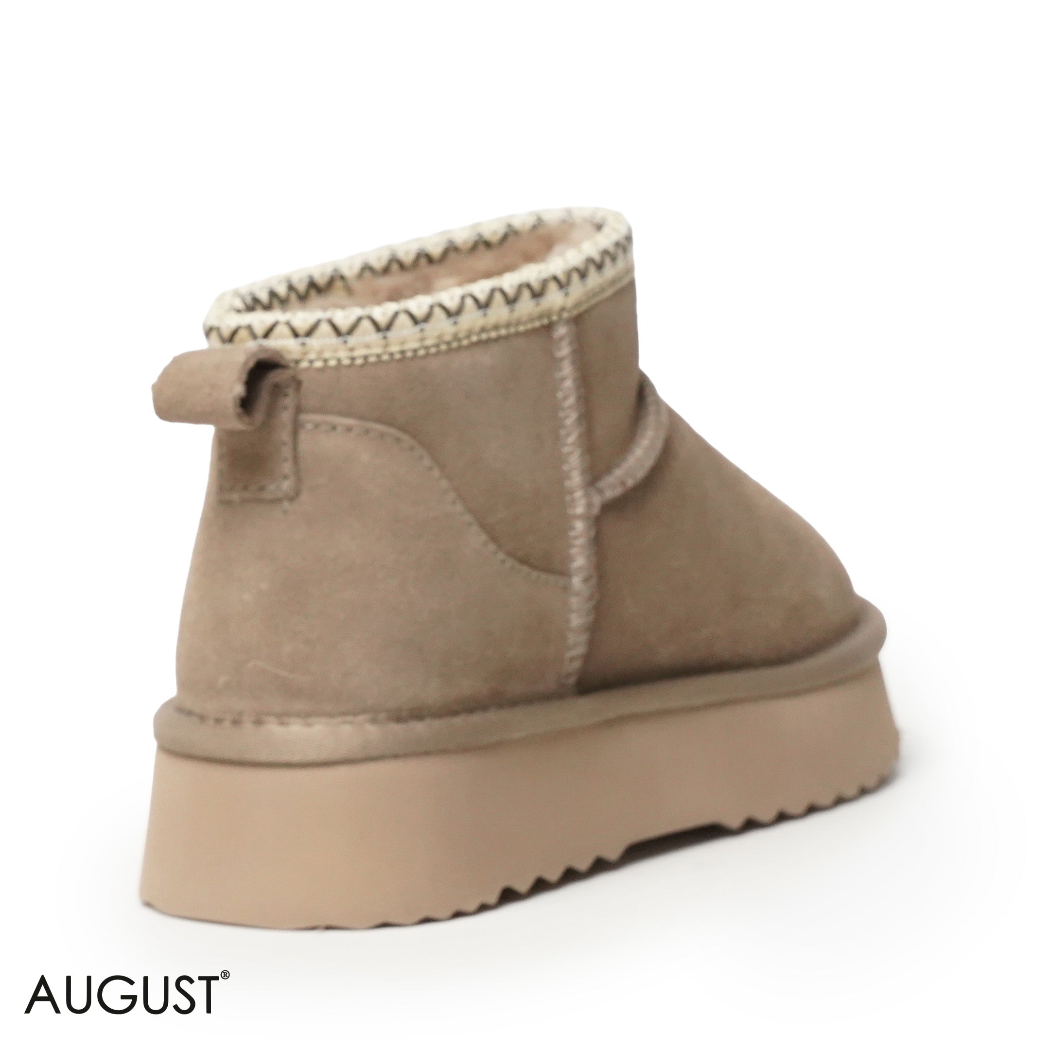 TAUPE SUEDE LEATHER ANKLE UGGS WITH DETAIL TOUCH
