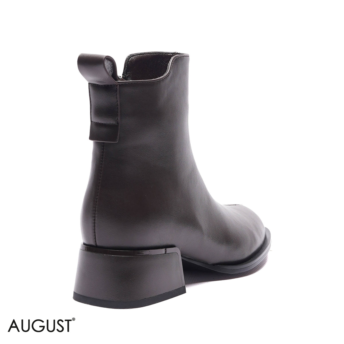 CENTER-SEAM LOW BLOCK HEEL ANKLE BOOTS